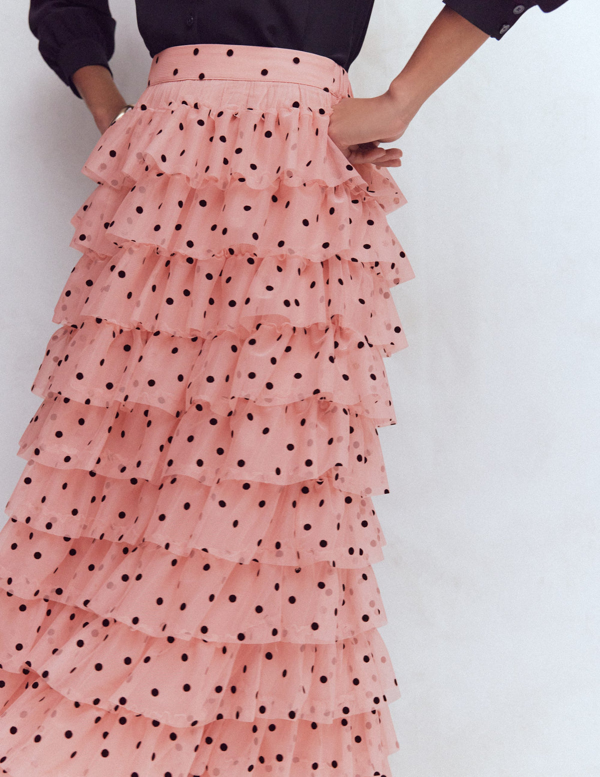 Tulle Tiered Skirt-Pink Painted Dot - Image 2