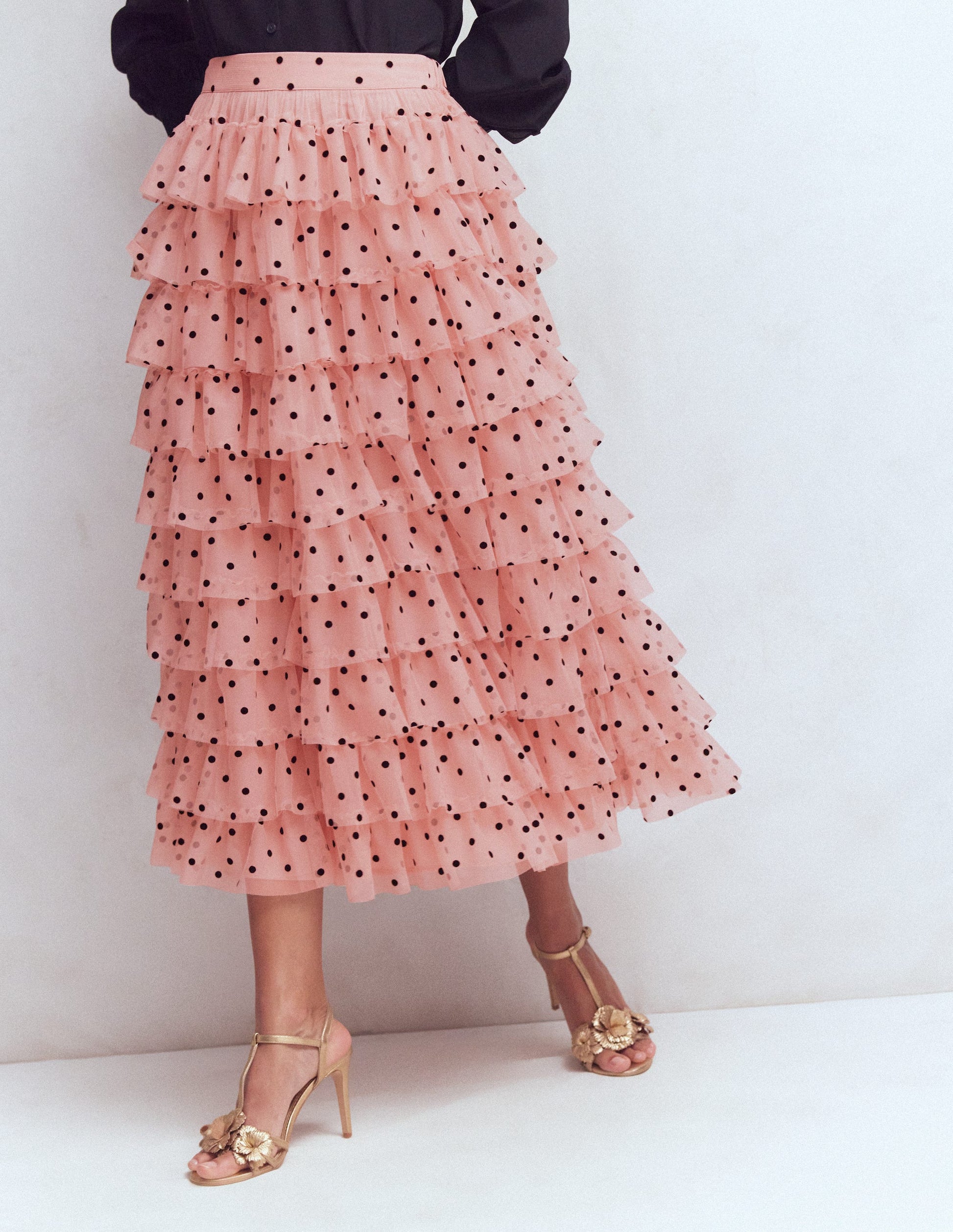 Tulle Tiered Skirt-Pink Painted Dot-4