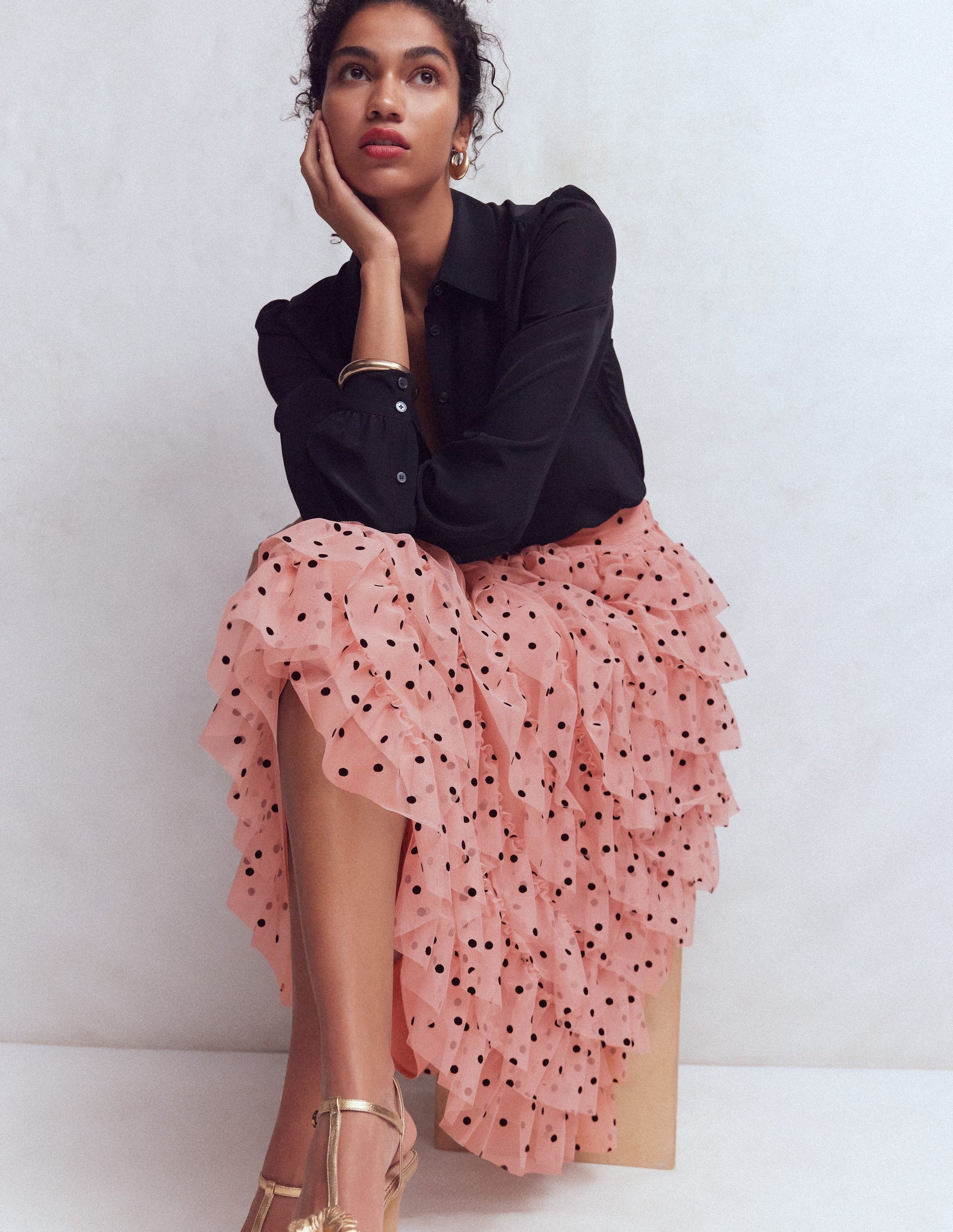Tulle Tiered Skirt-Pink Painted Dot-5