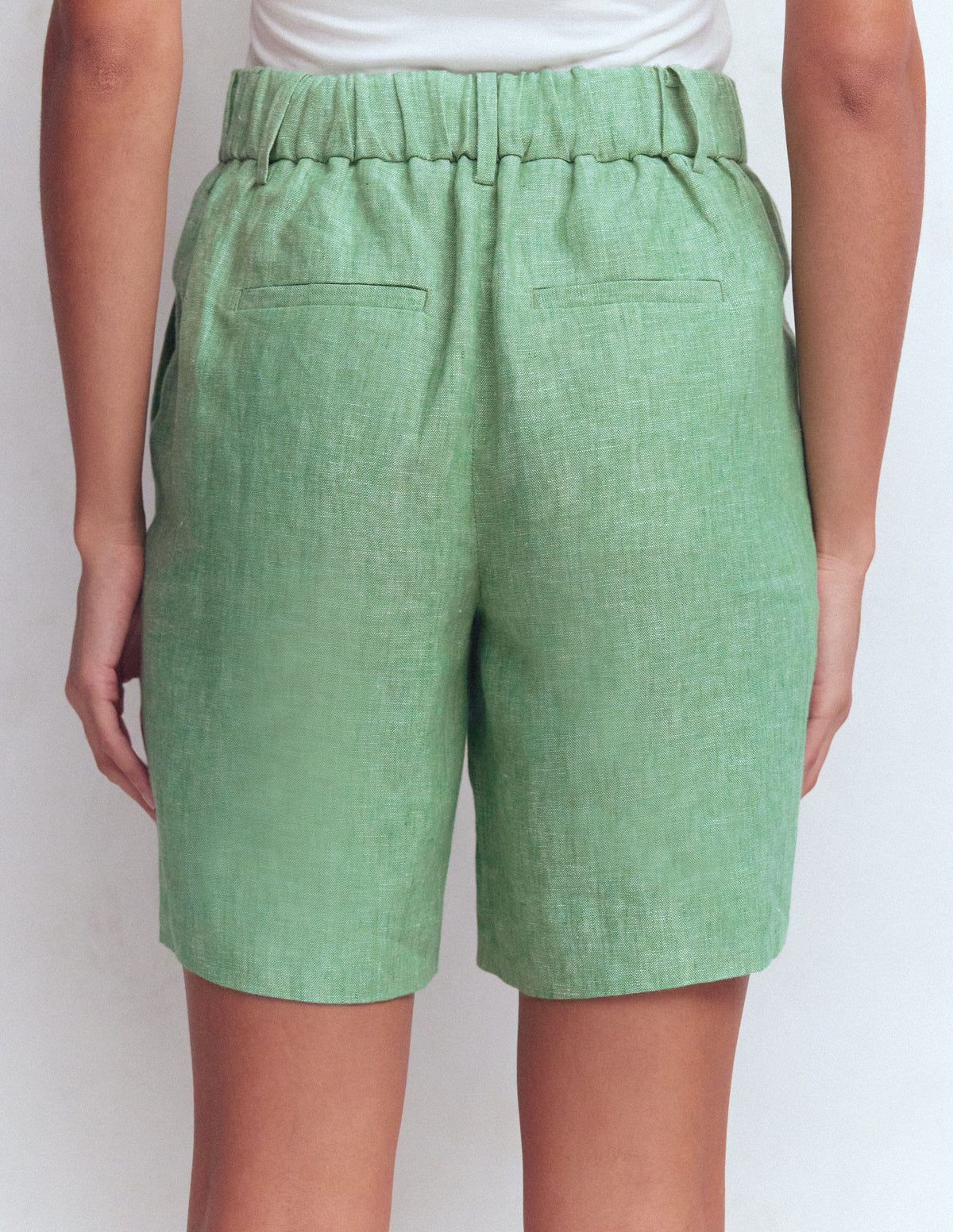 Kensington Linen Shorts-Aloe Green Chambray - Image 3