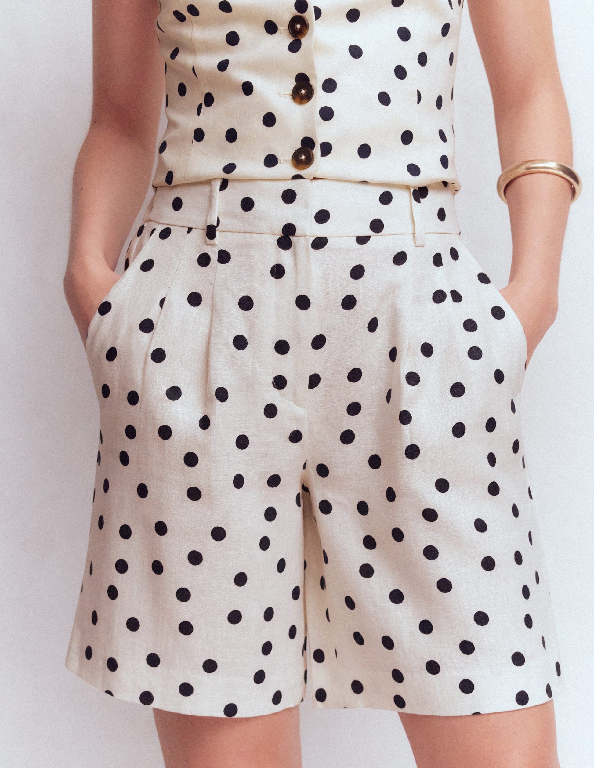 Kensington Linen Shorts-Ivory, Painted Dot-5