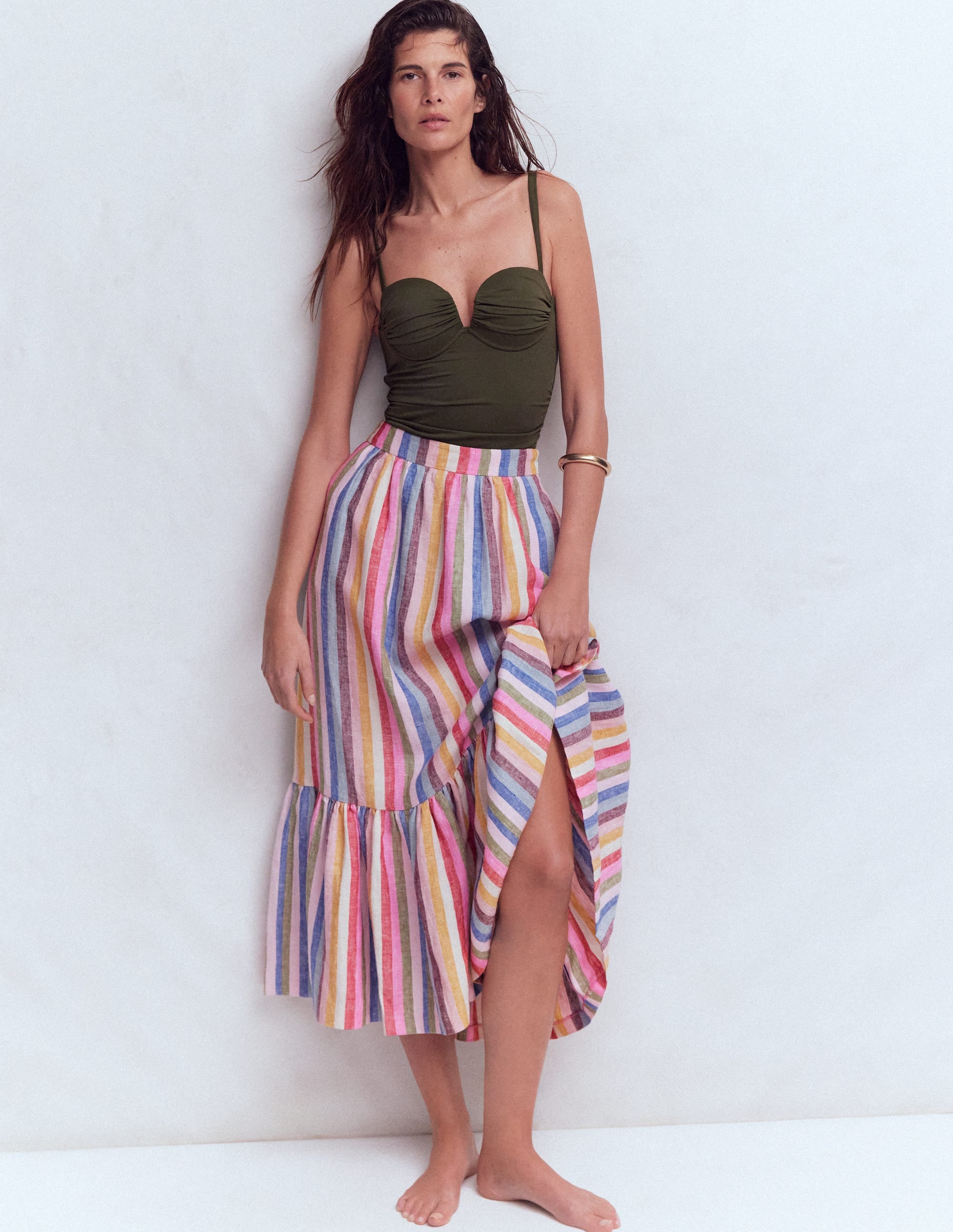 Abigail Linen Maxi Skirt-Multi Stripe - Image 1