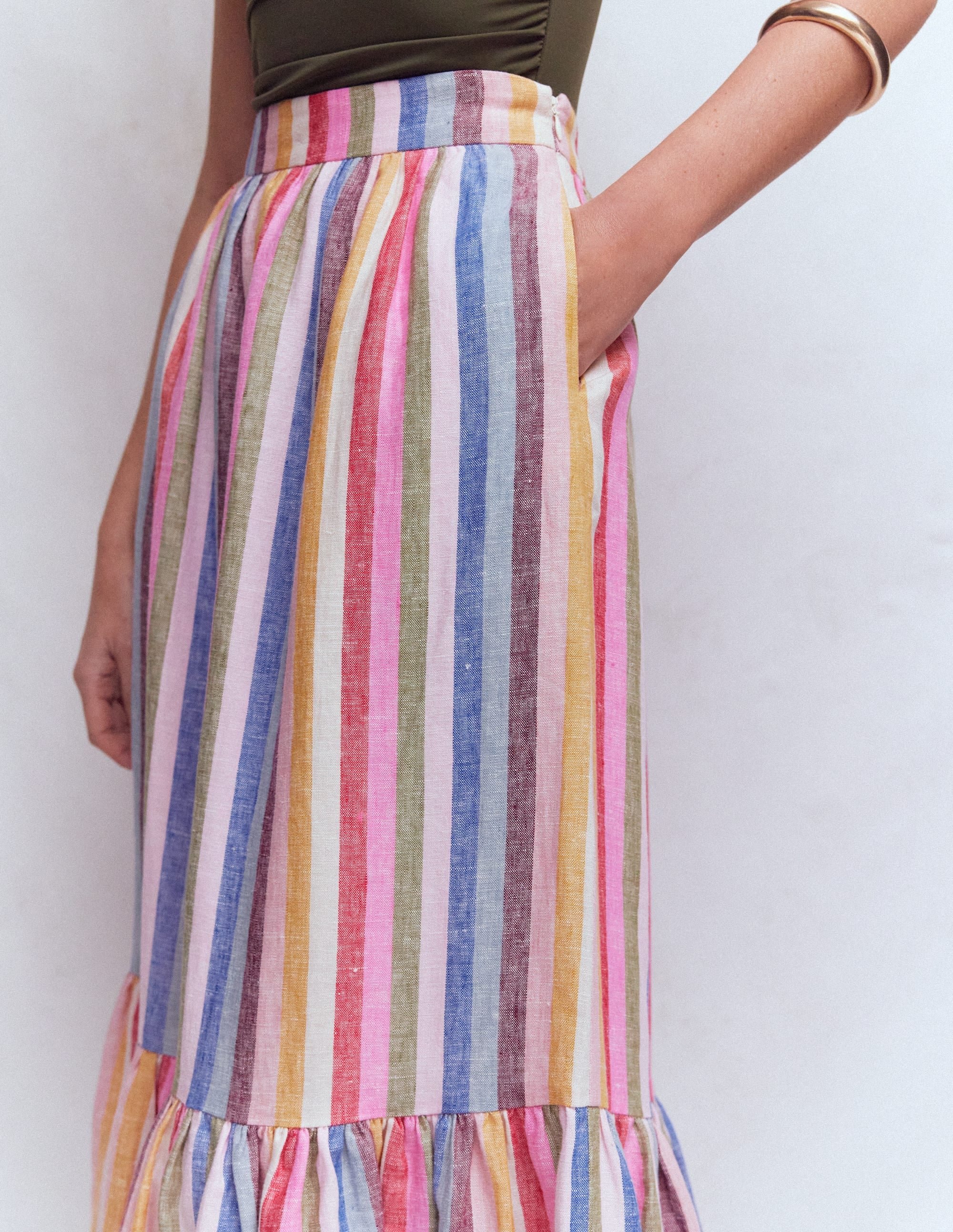 Abigail Linen Maxi Skirt-Multi Stripe - Image 2