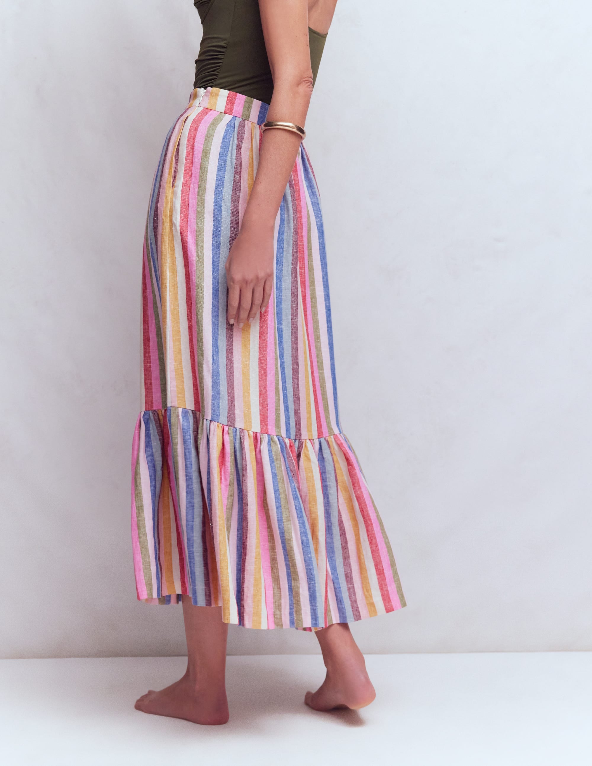 Abigail Linen Maxi Skirt-Multi Stripe - Image 3