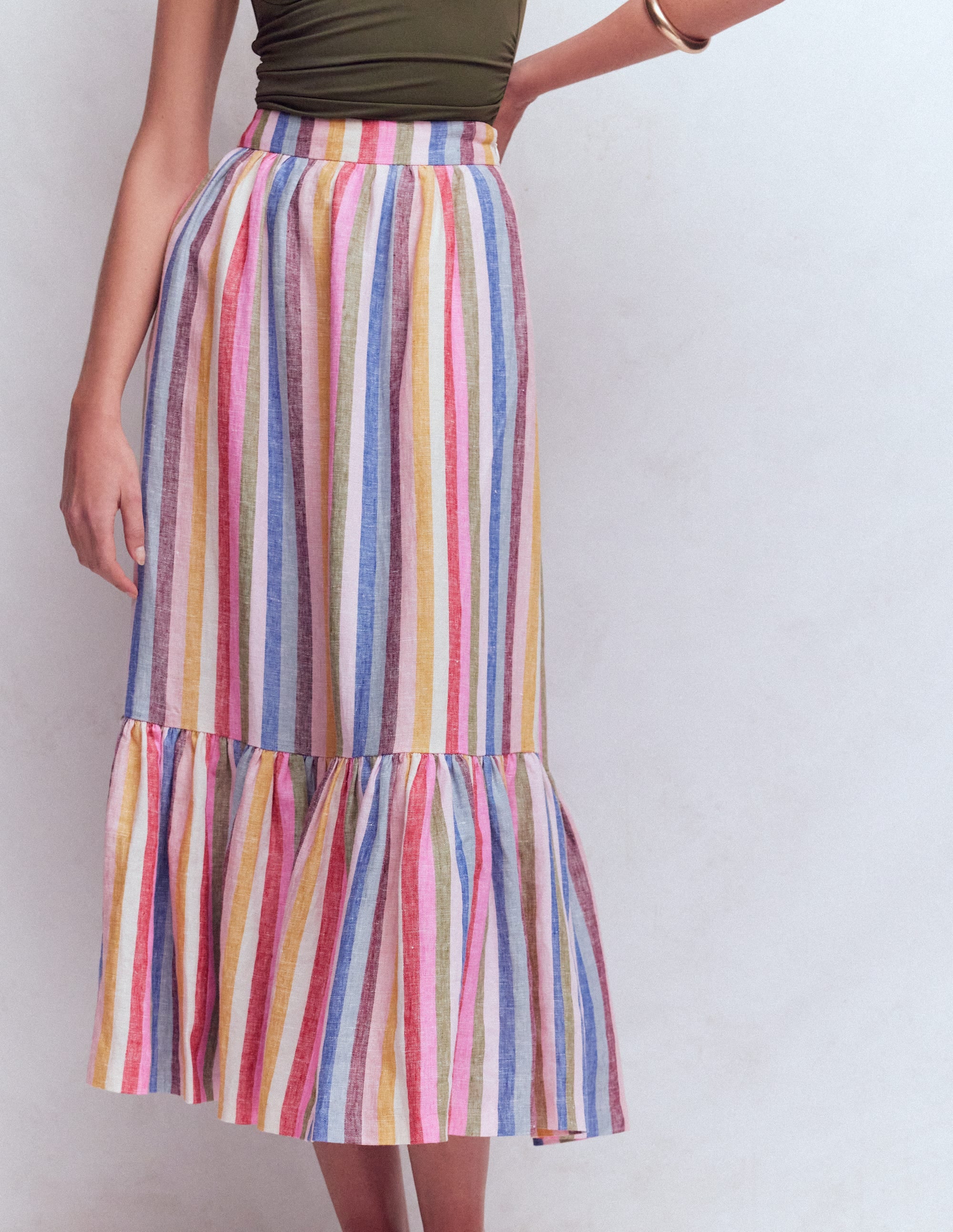 Abigail Linen Maxi Skirt-Multi Stripe - Image 4