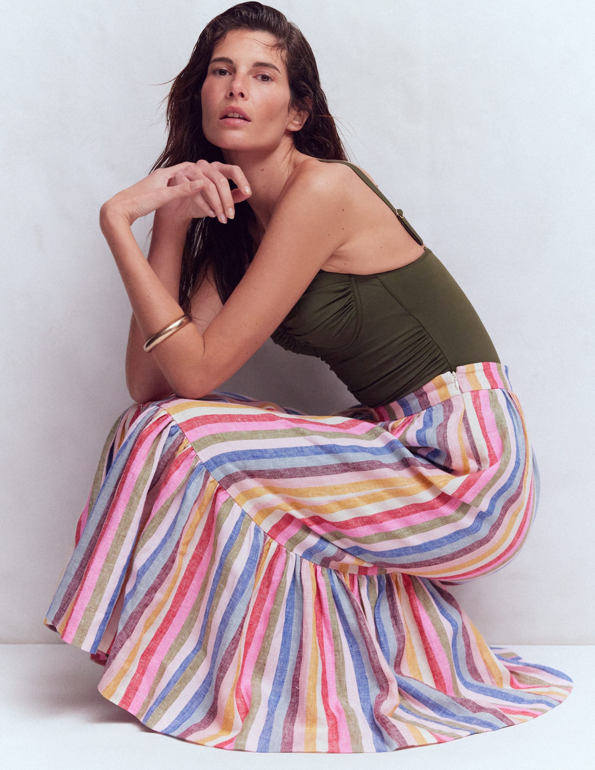 Abigail Linen Maxi Skirt-Multi Stripe - Image 5