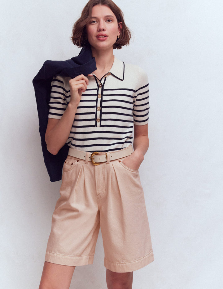 Denim Bermuda Short-Ecru