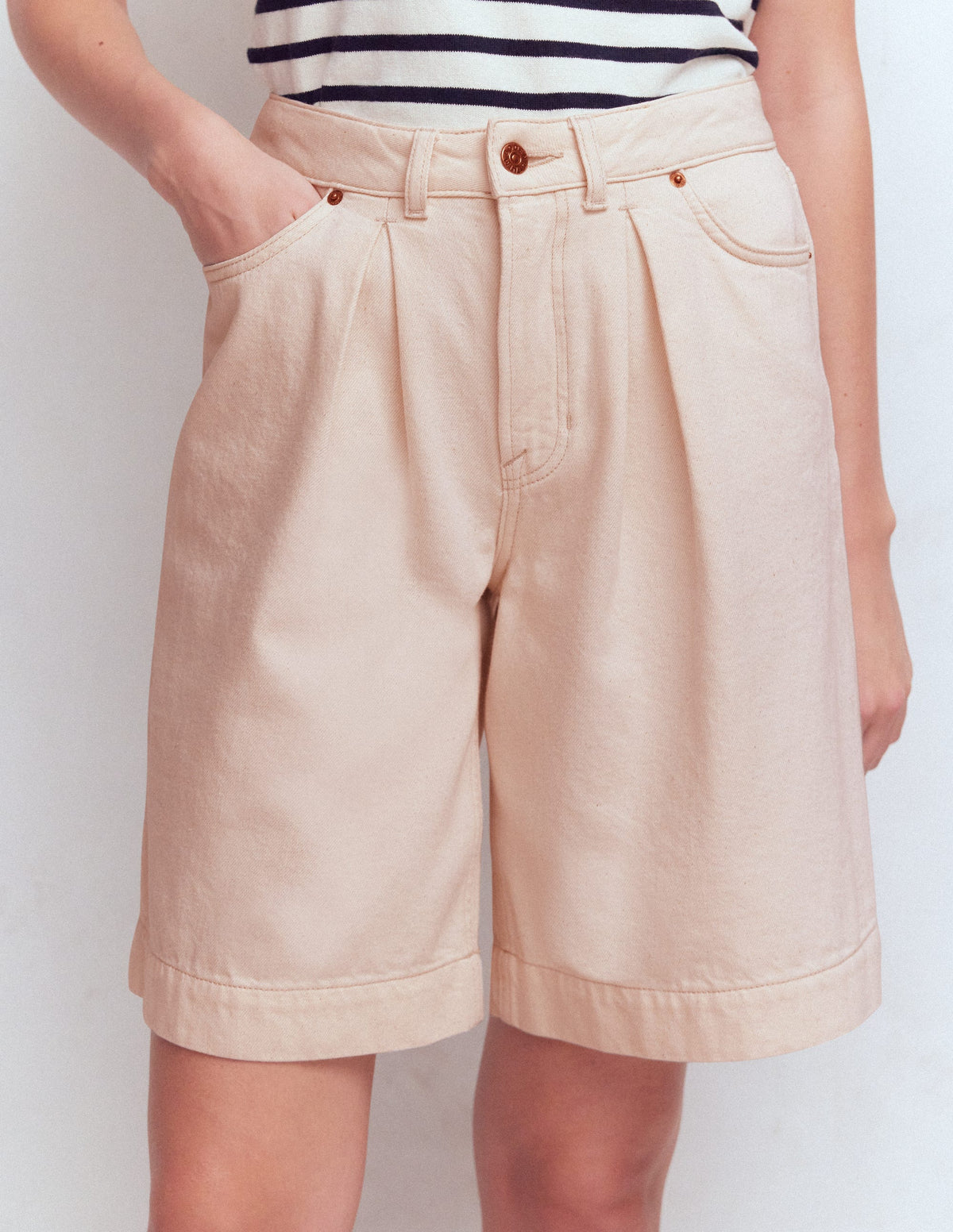 Denim Bermuda Short-Ecru - Image 5