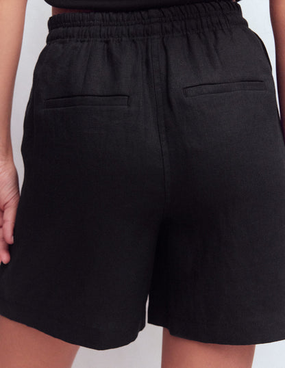 Islington Linen Shorts-Black-5