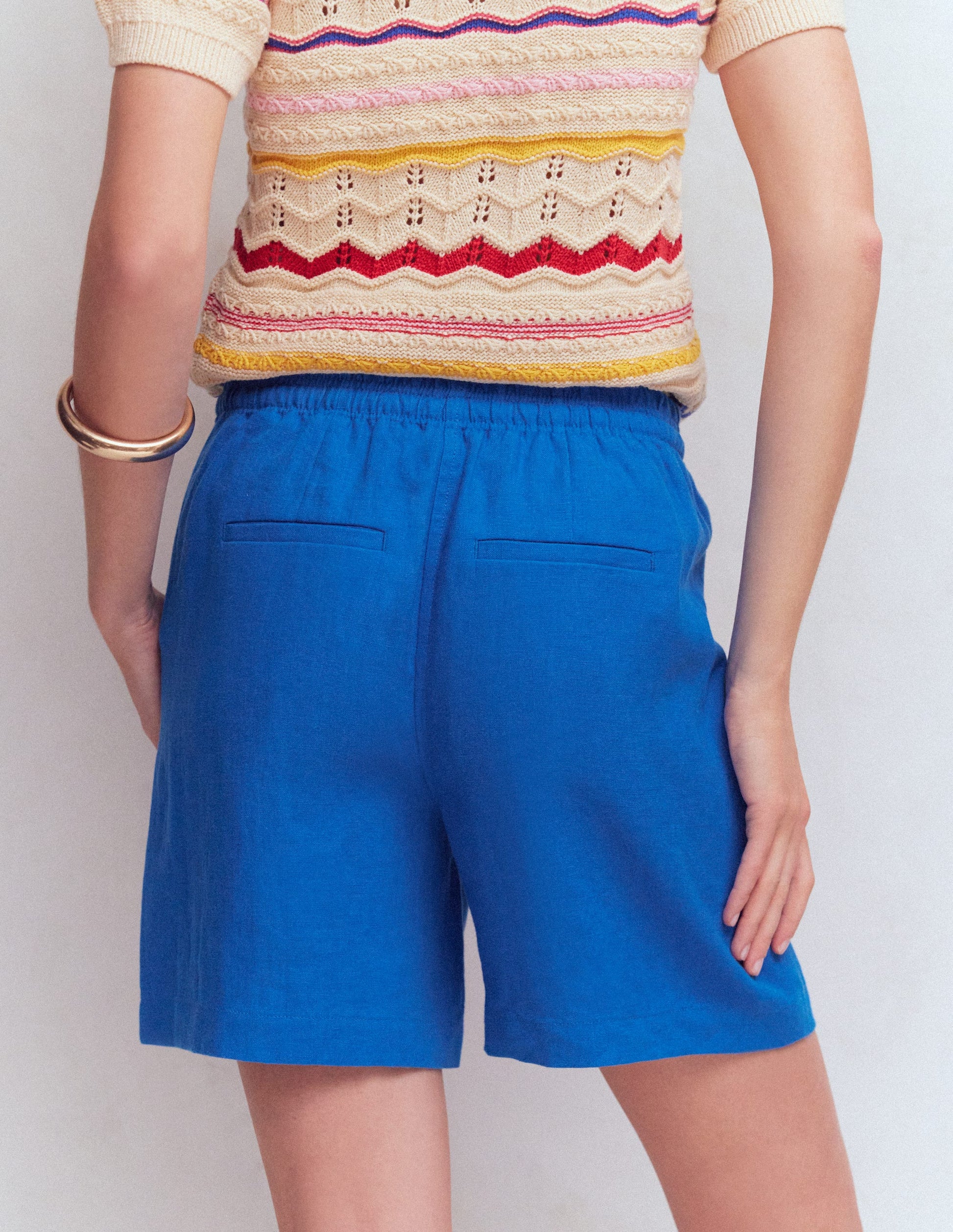 Islington Linen Shorts-Kingfisher Blue-3