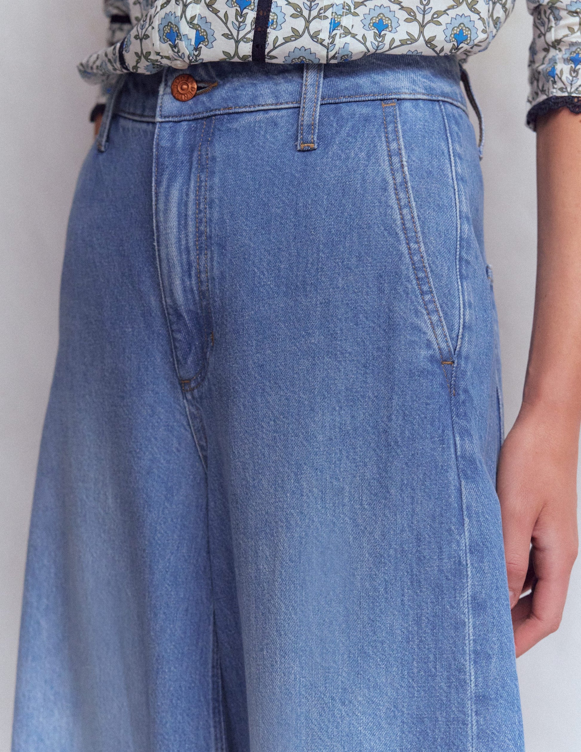 High Rise Palazzo Jeans-Light Wash-2