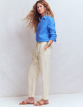 Islington Linen Crop Trousers-Ivory