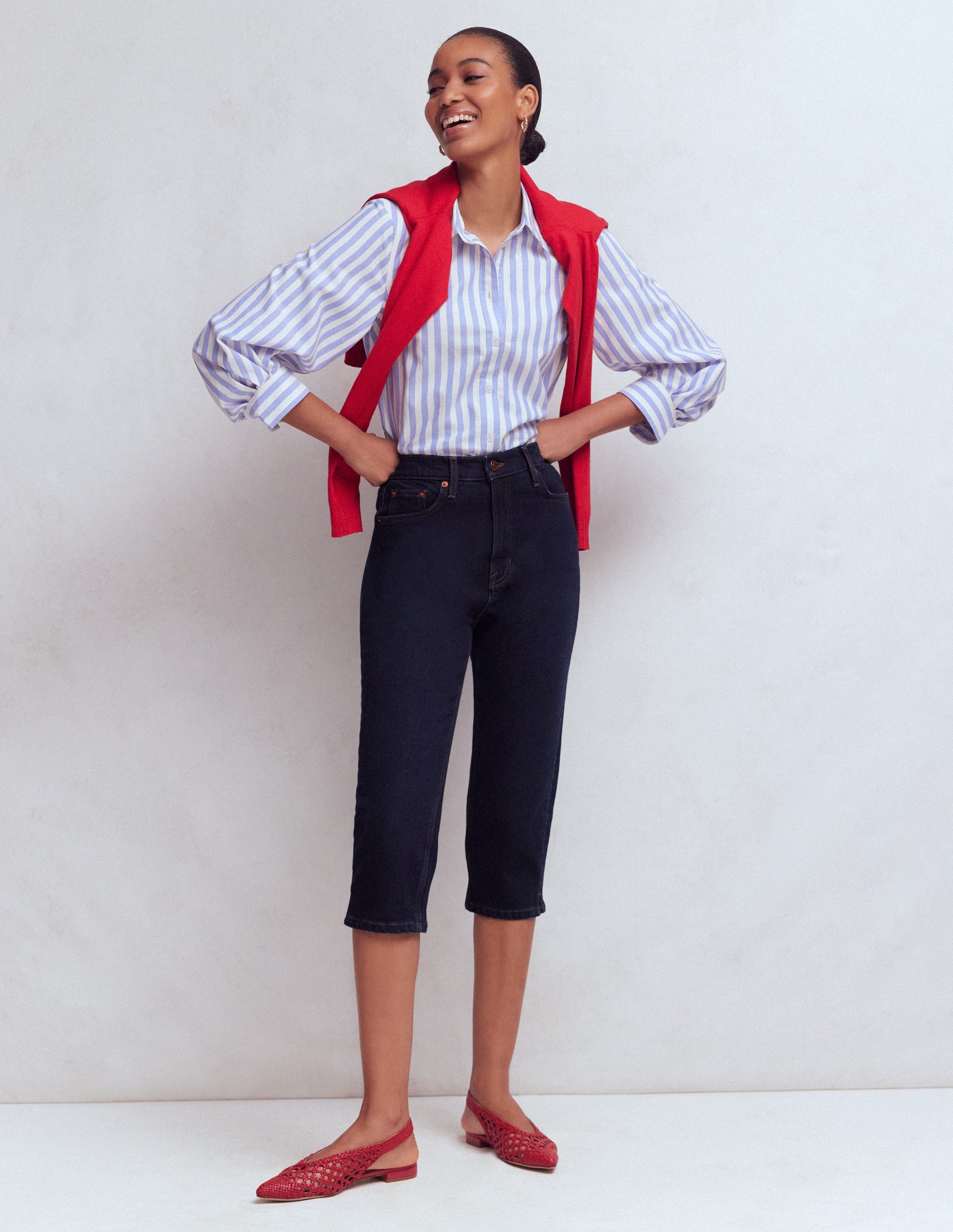 5-pocket Capri Jeans-Indigo-1