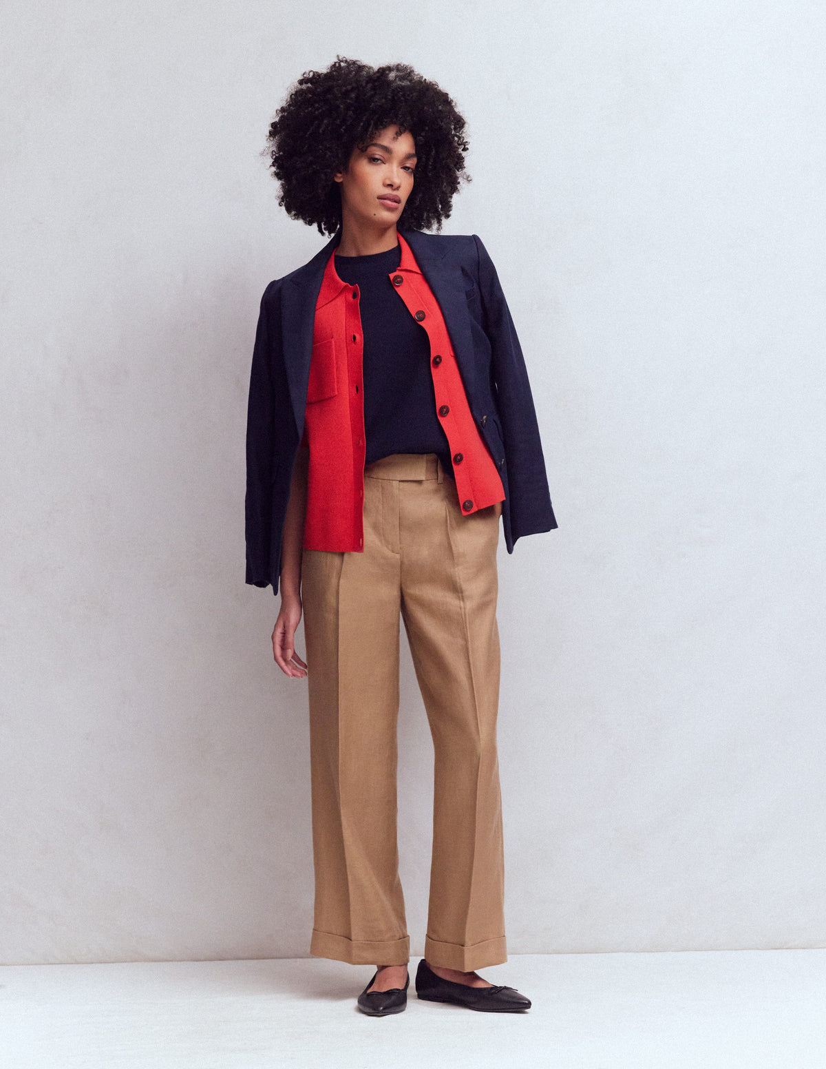 Chiswick Crop Linen Trousers-Cappuccino - Image 1