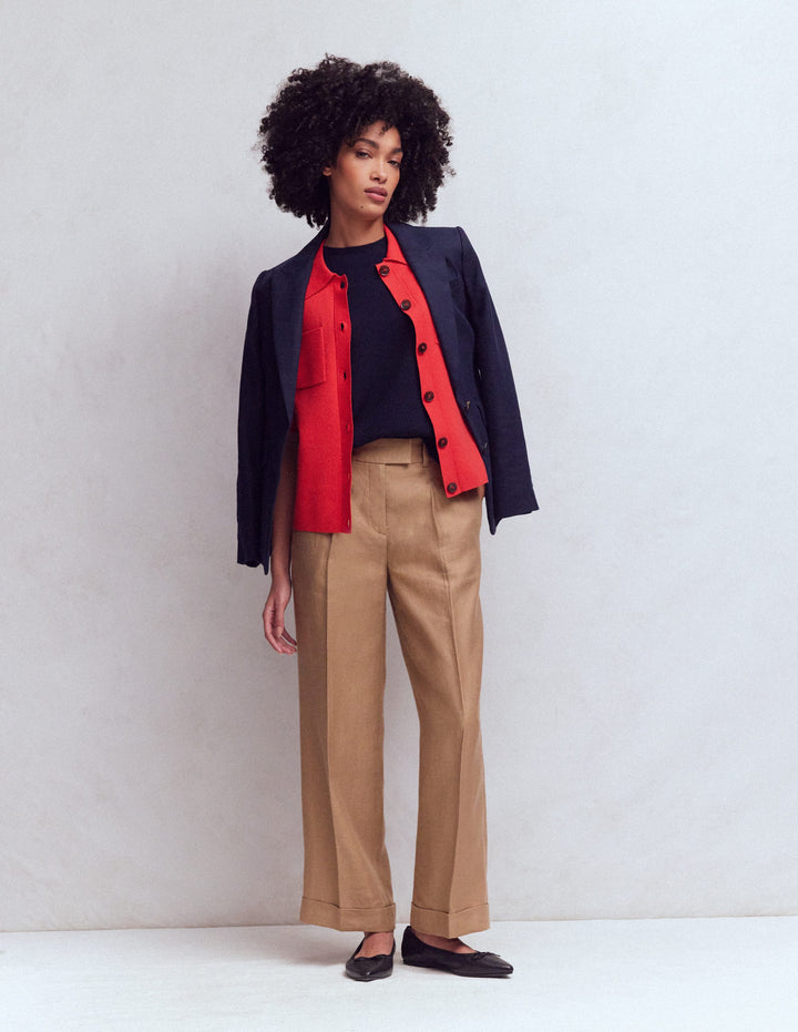Chiswick Crop Linen Trousers-Amphora