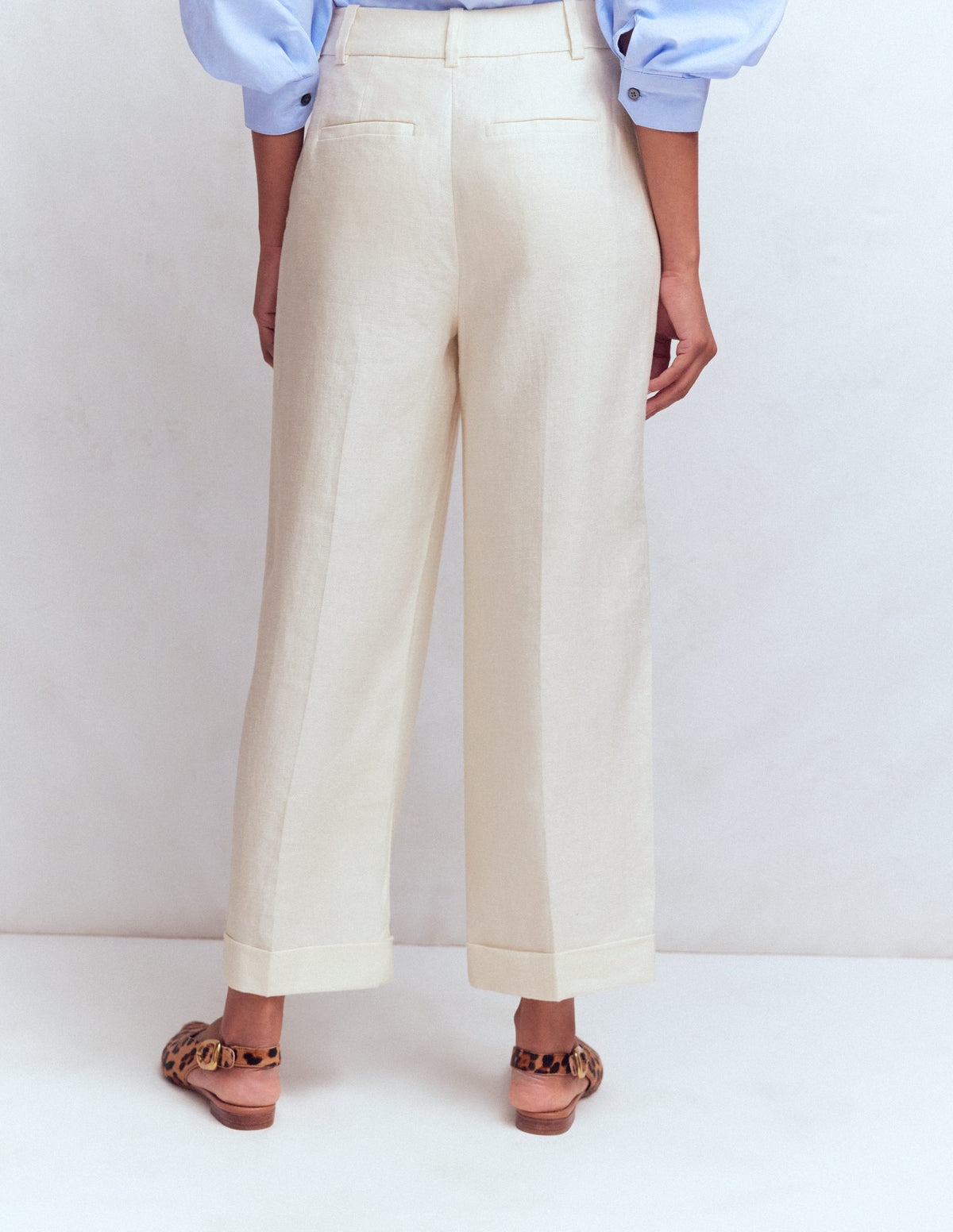Chiswick Crop Linen Trousers-Ivory - Image 3