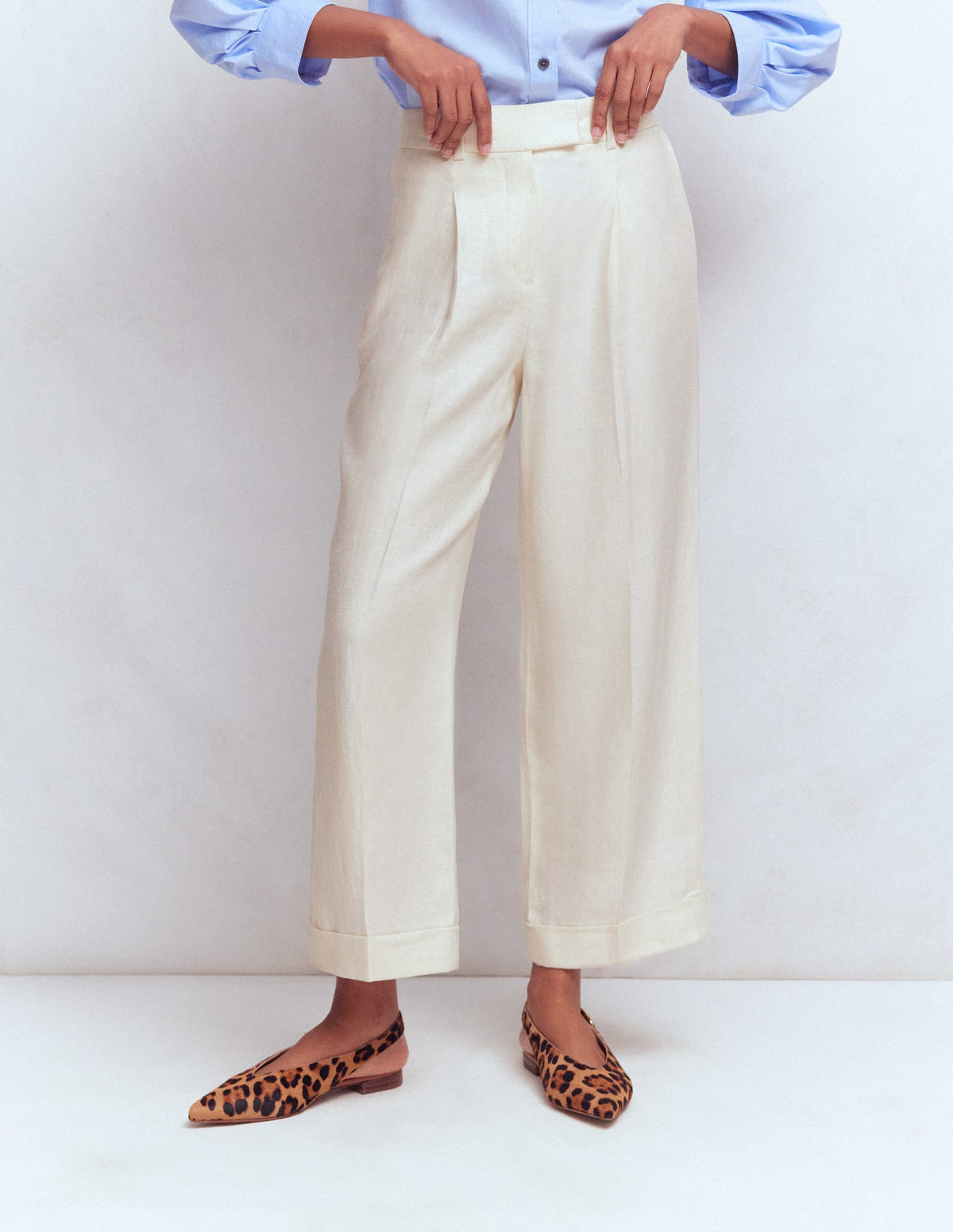 Chiswick Crop Linen Trousers-Ivory - Image 5