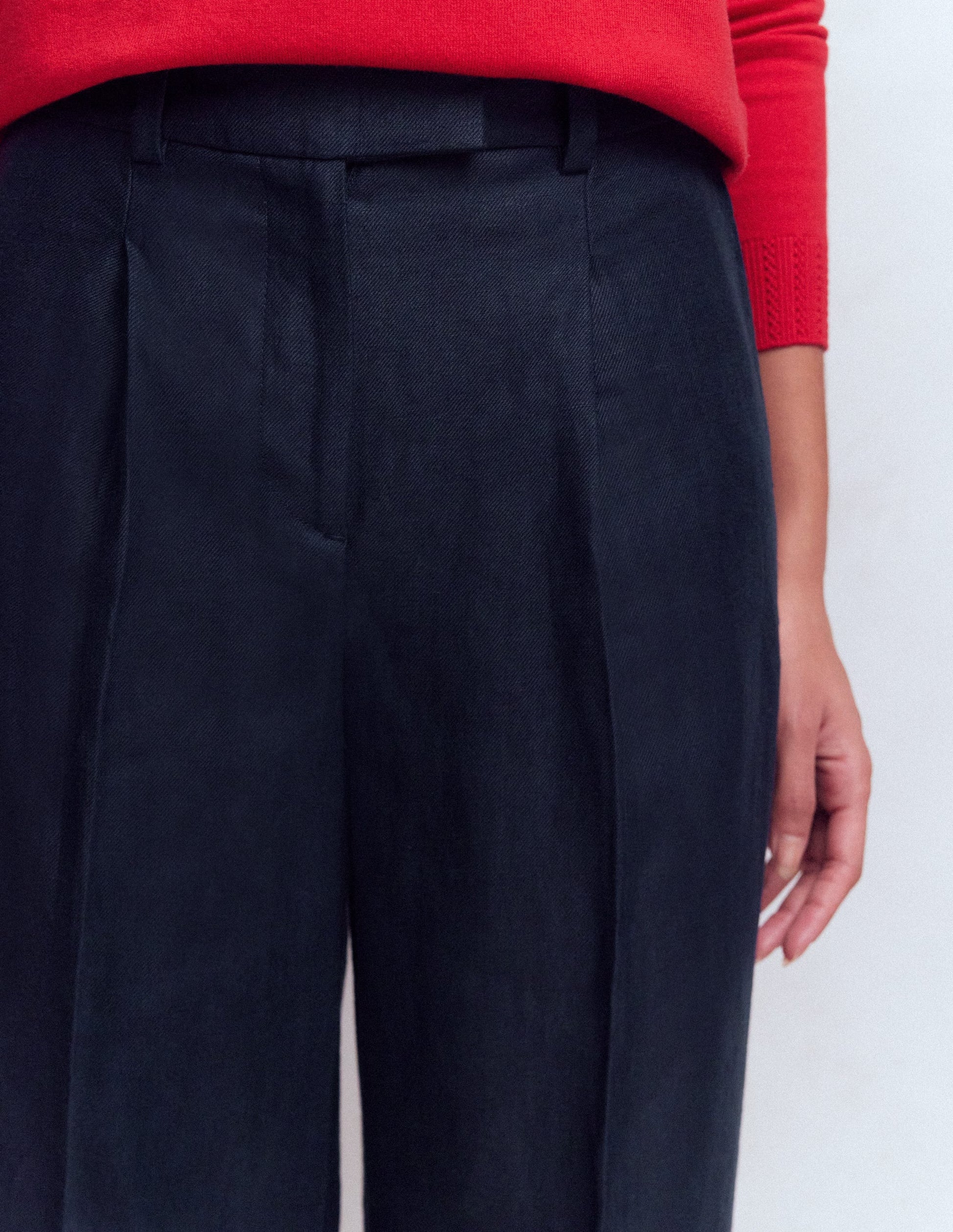 Chiswick Crop Linen Trousers-Navy-2
