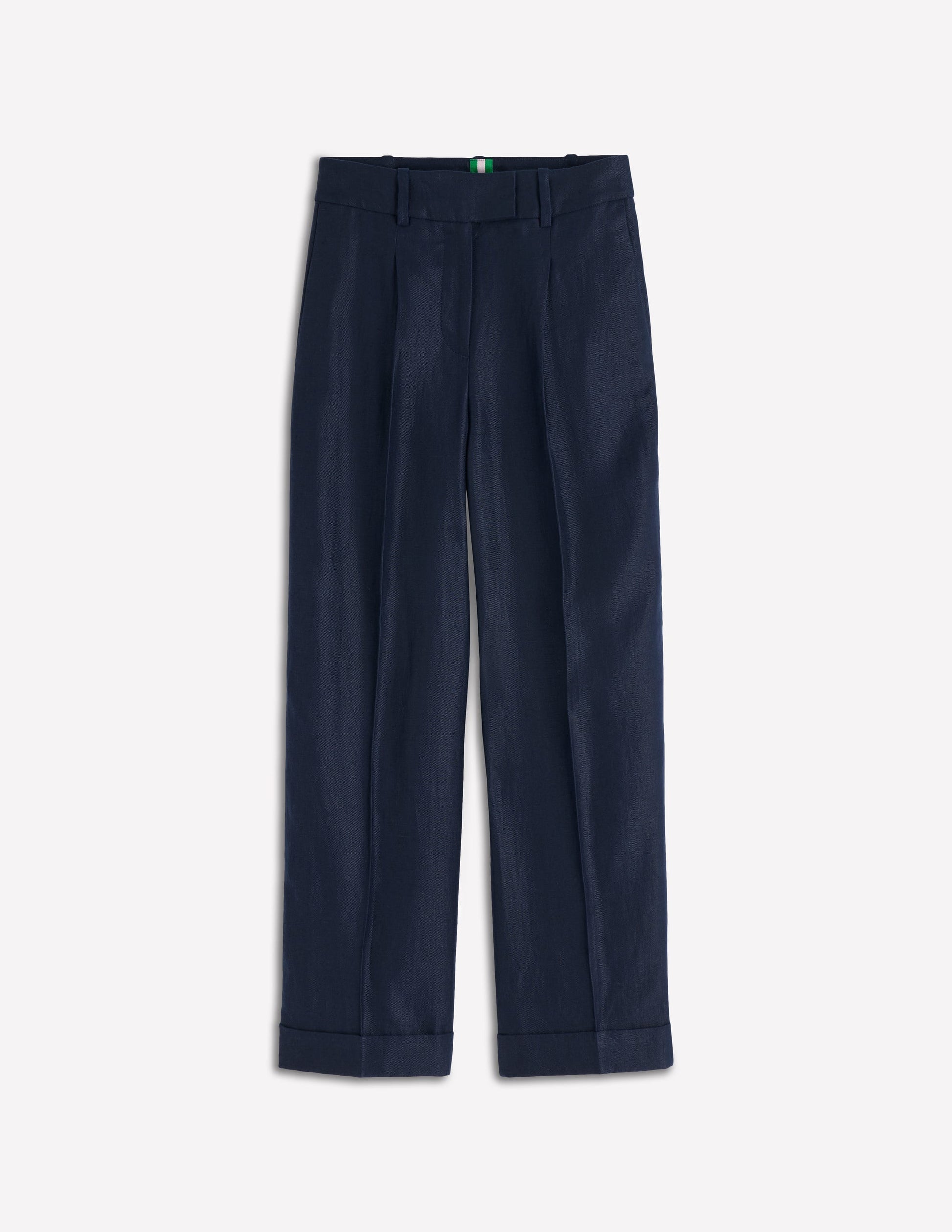 Chiswick Crop Linen Trousers-Navy-5