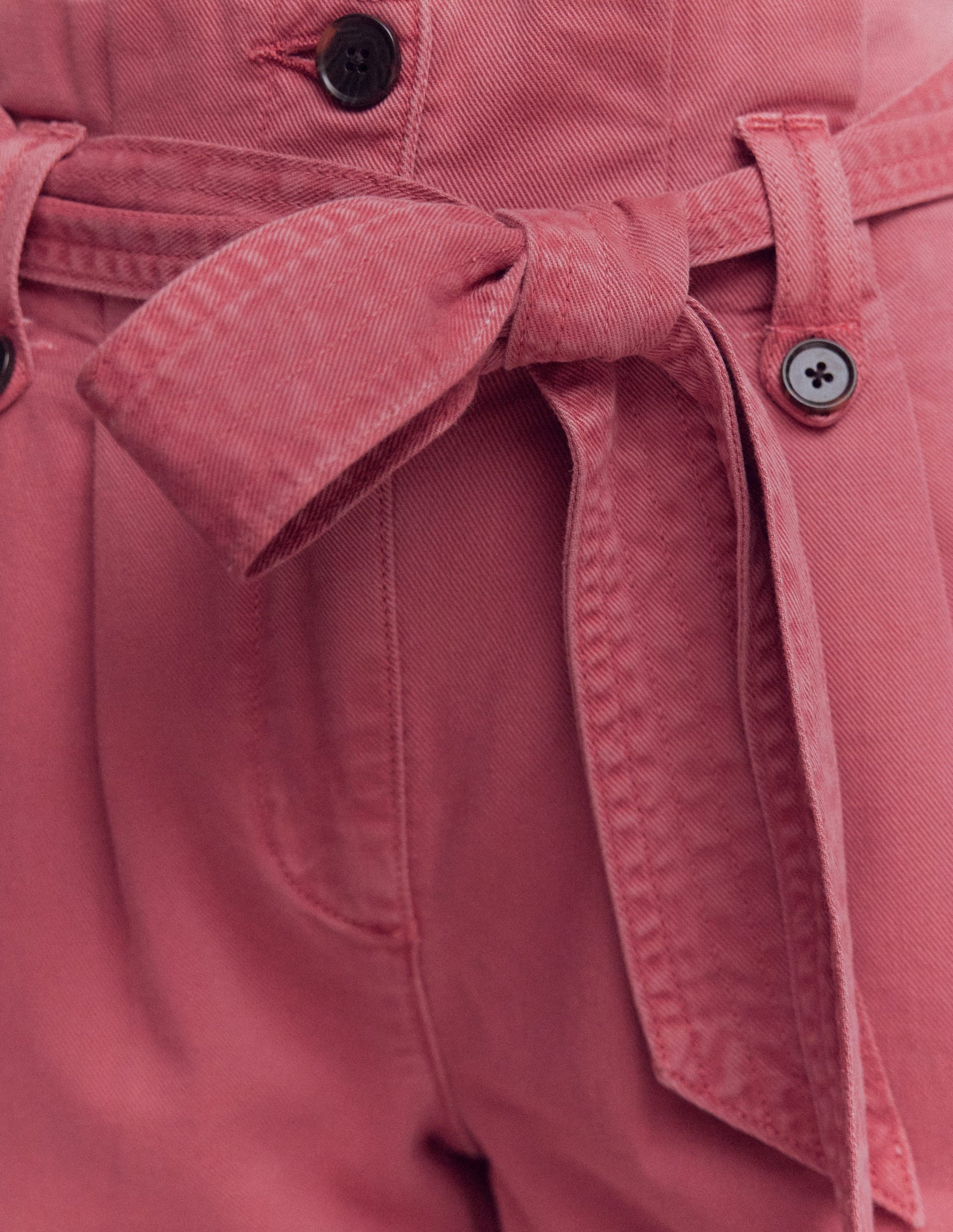 Paperbag Linen Belted Shorts-Cherry Blush-2