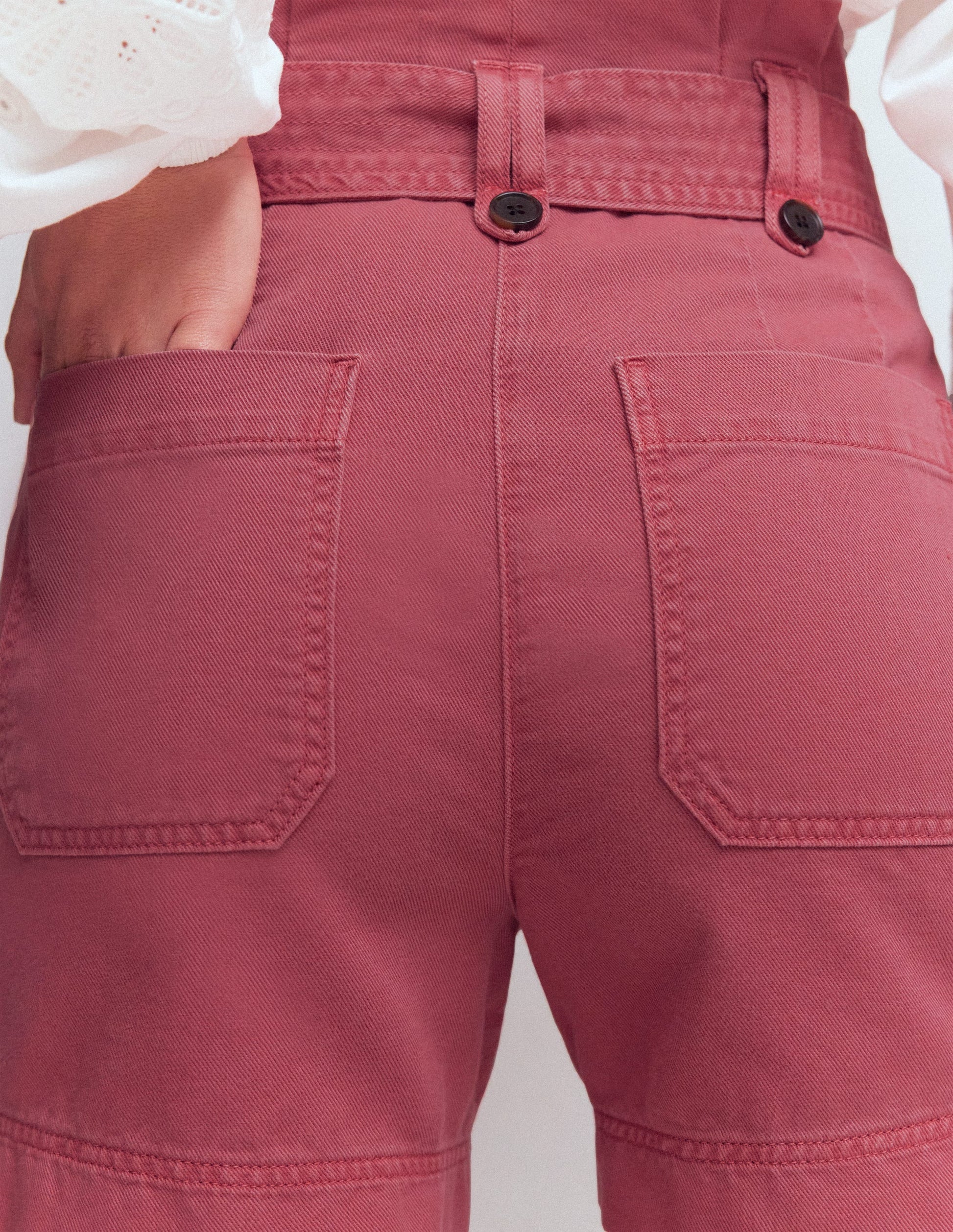 Paperbag Linen Belted Shorts-Cherry Blush-5