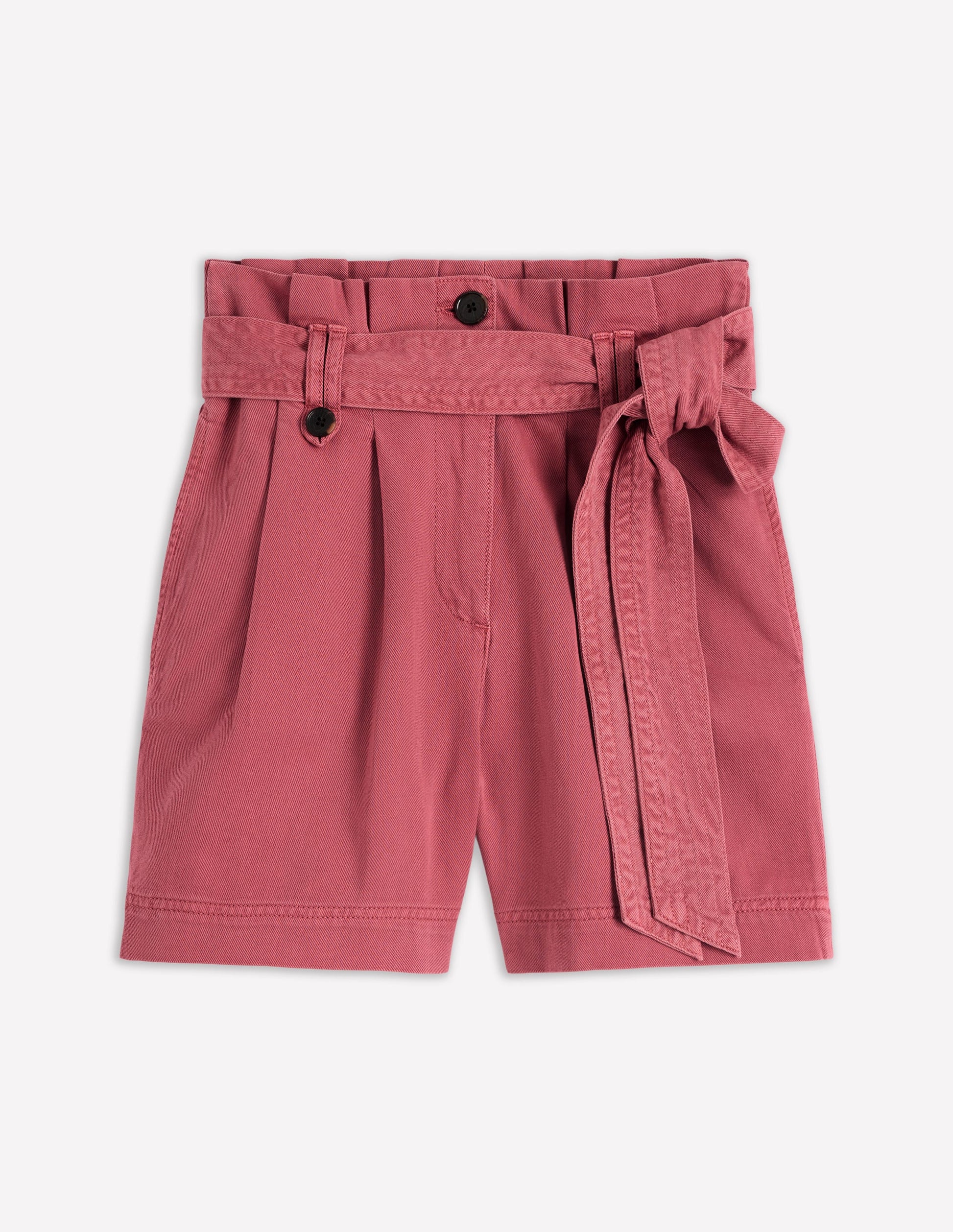 Paperbag Linen Belted Shorts-Cherry Blush-6