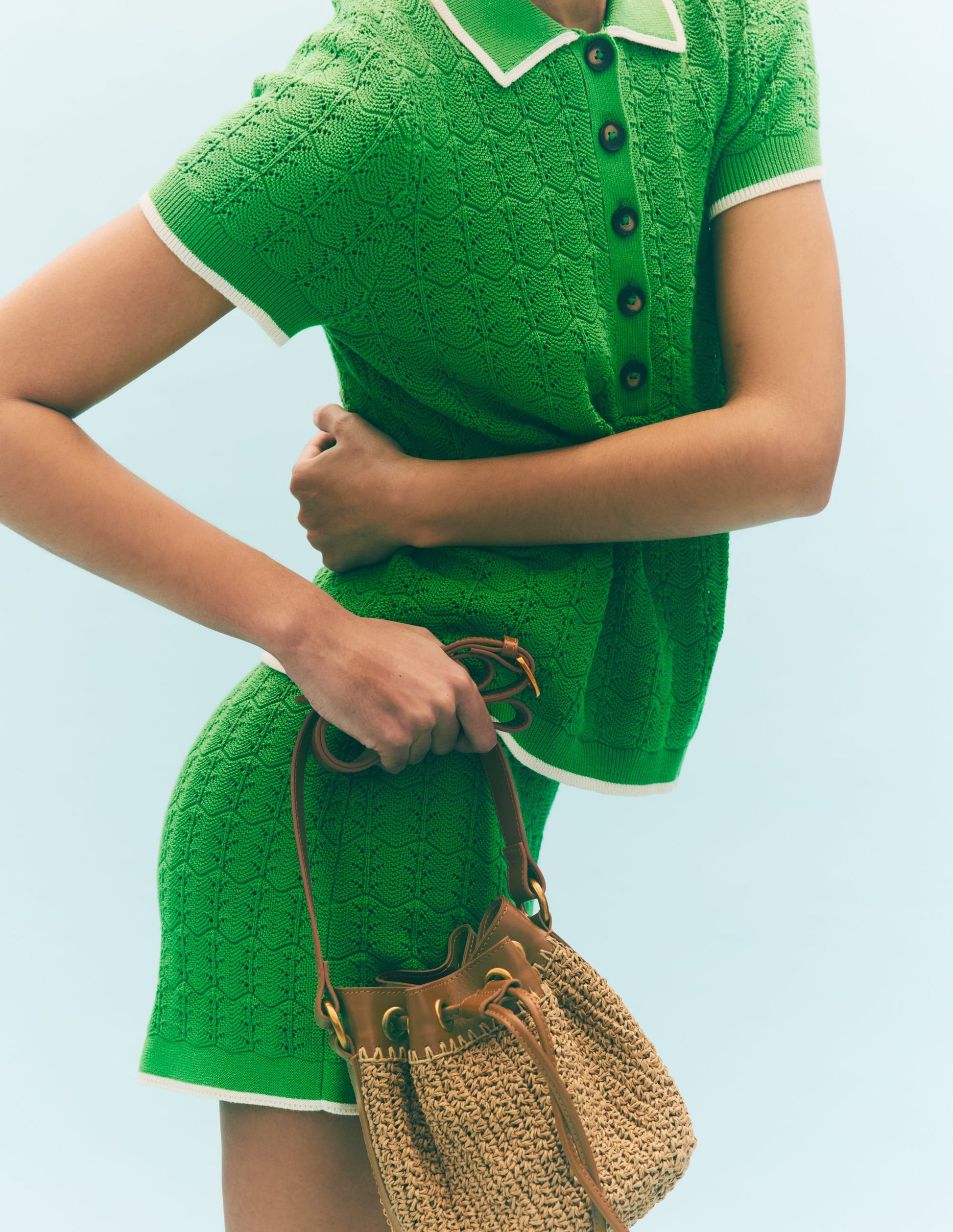 Knitted Pointelle Shorts-Lime Juice Green-7