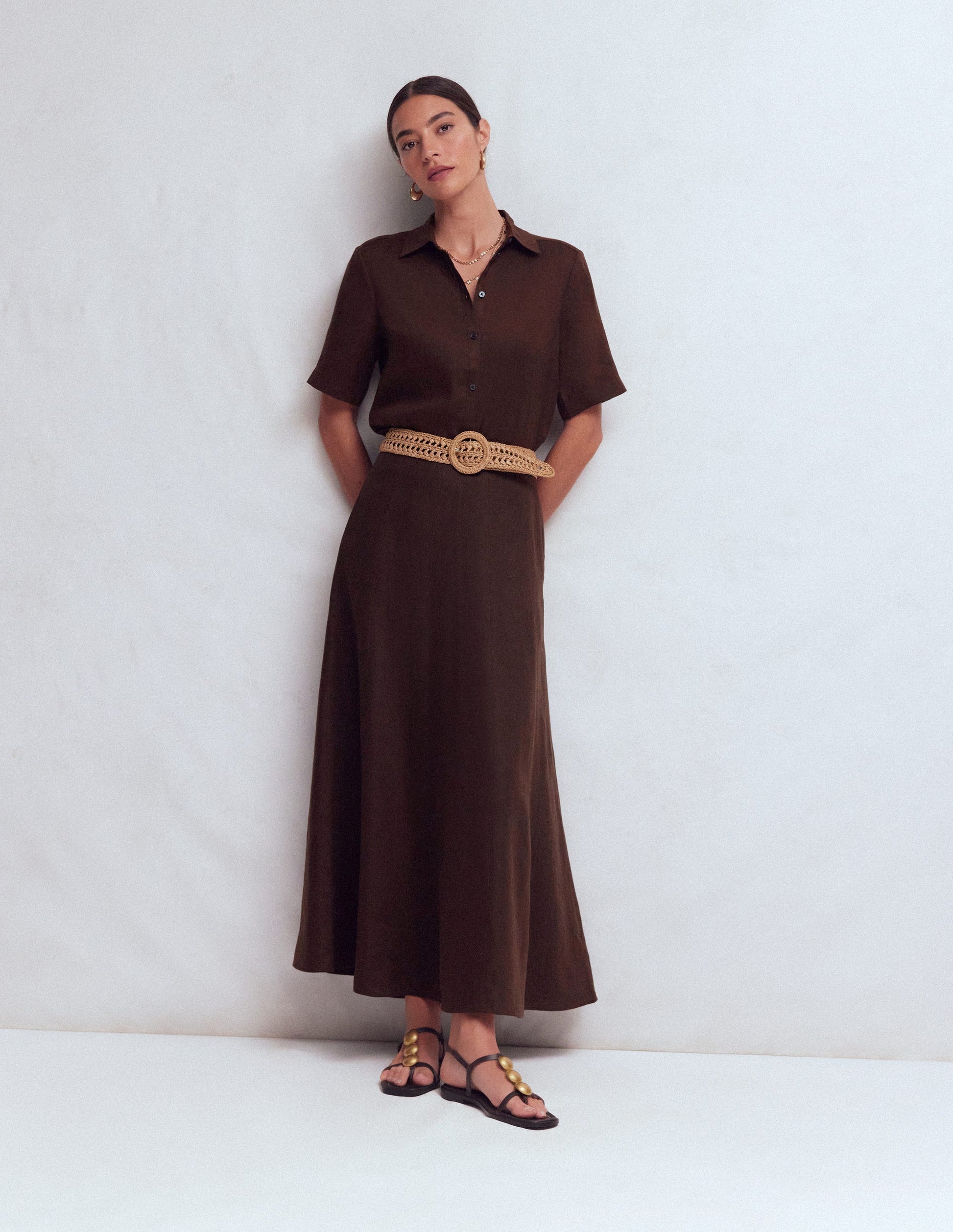 Miriam Linen Maxi Skirt-Bitter Chocolate-5
