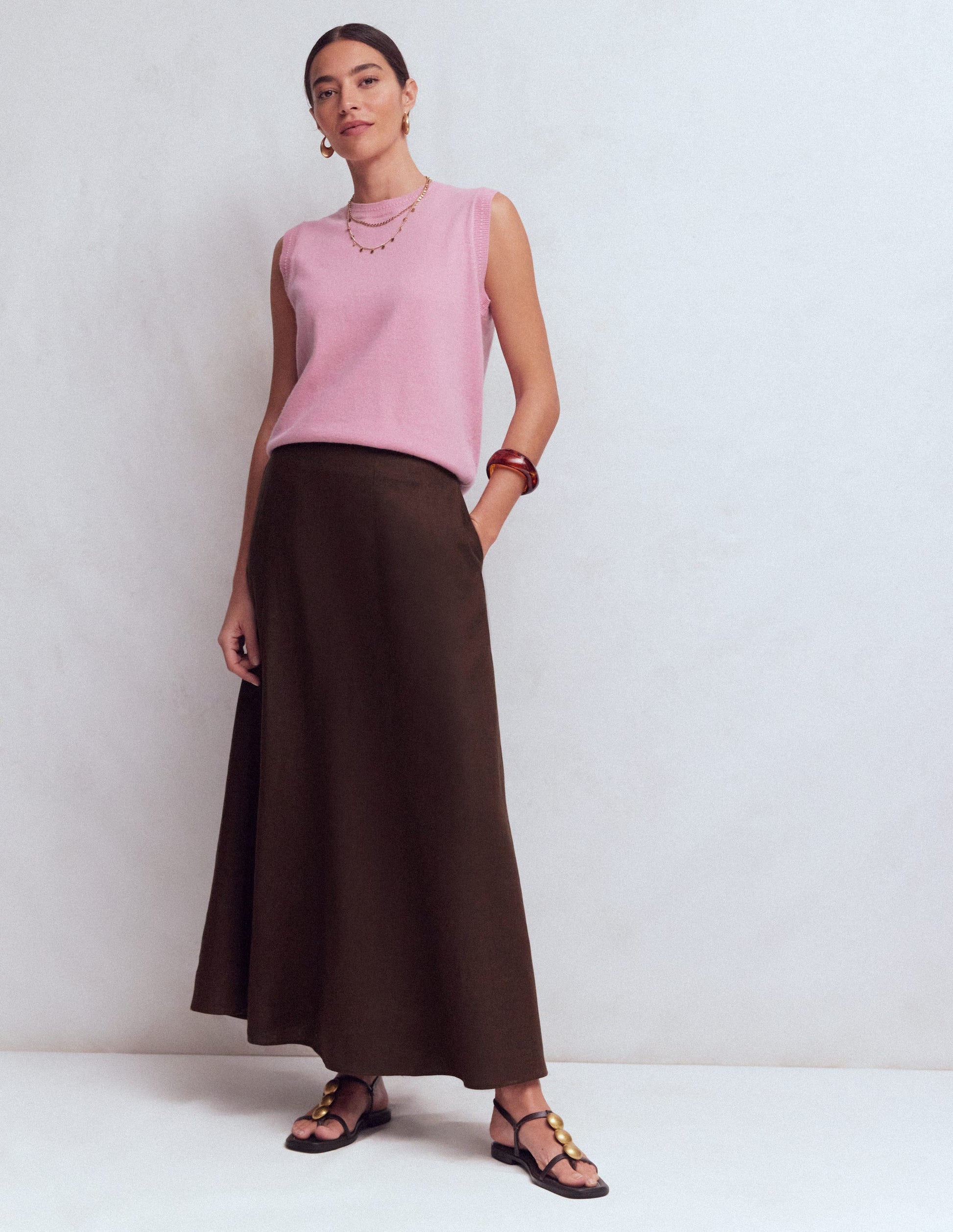 Miriam Linen Maxi Skirt-Bitter Chocolate-6
