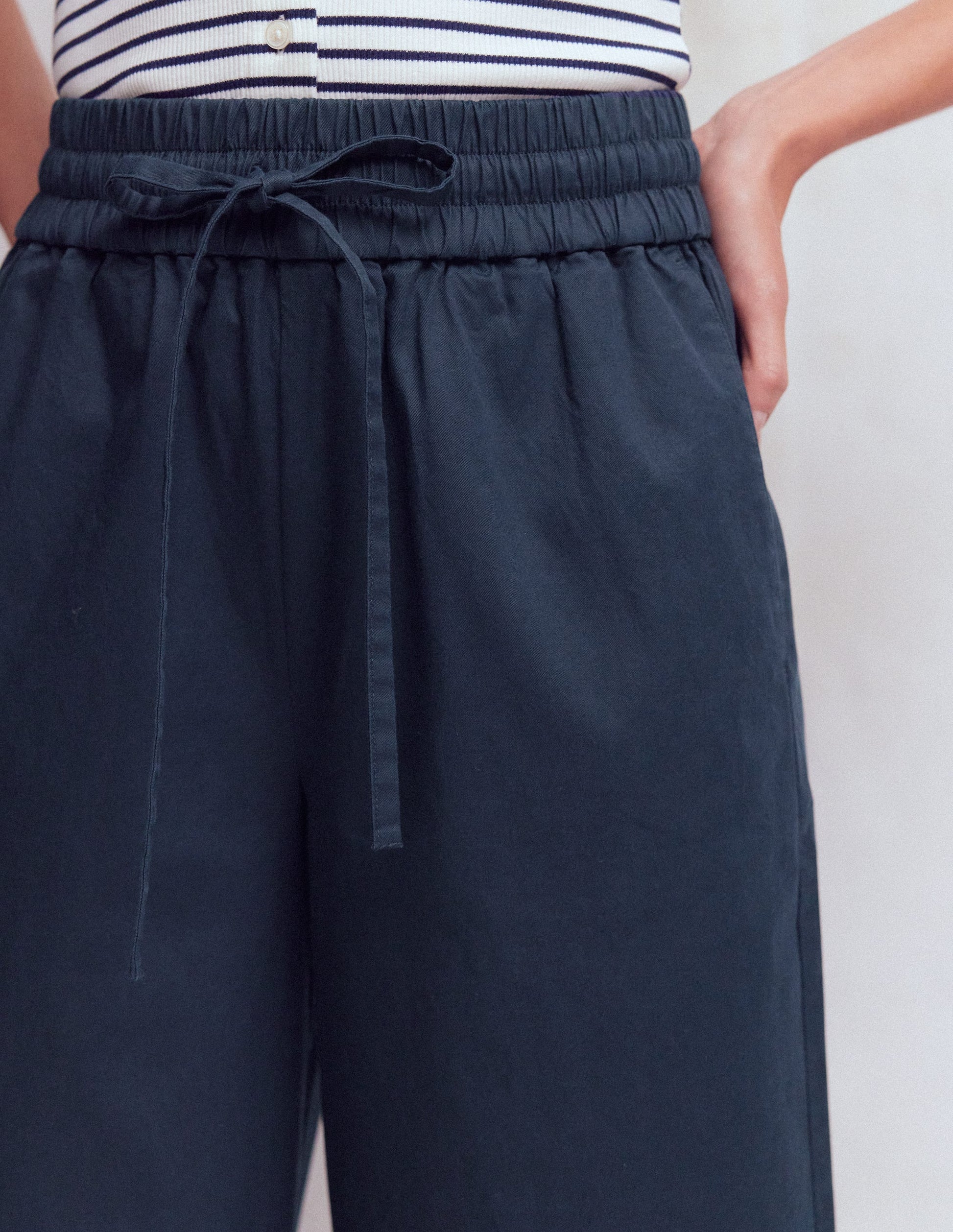 Greenwich Tie Waist Trousers-Navy-2
