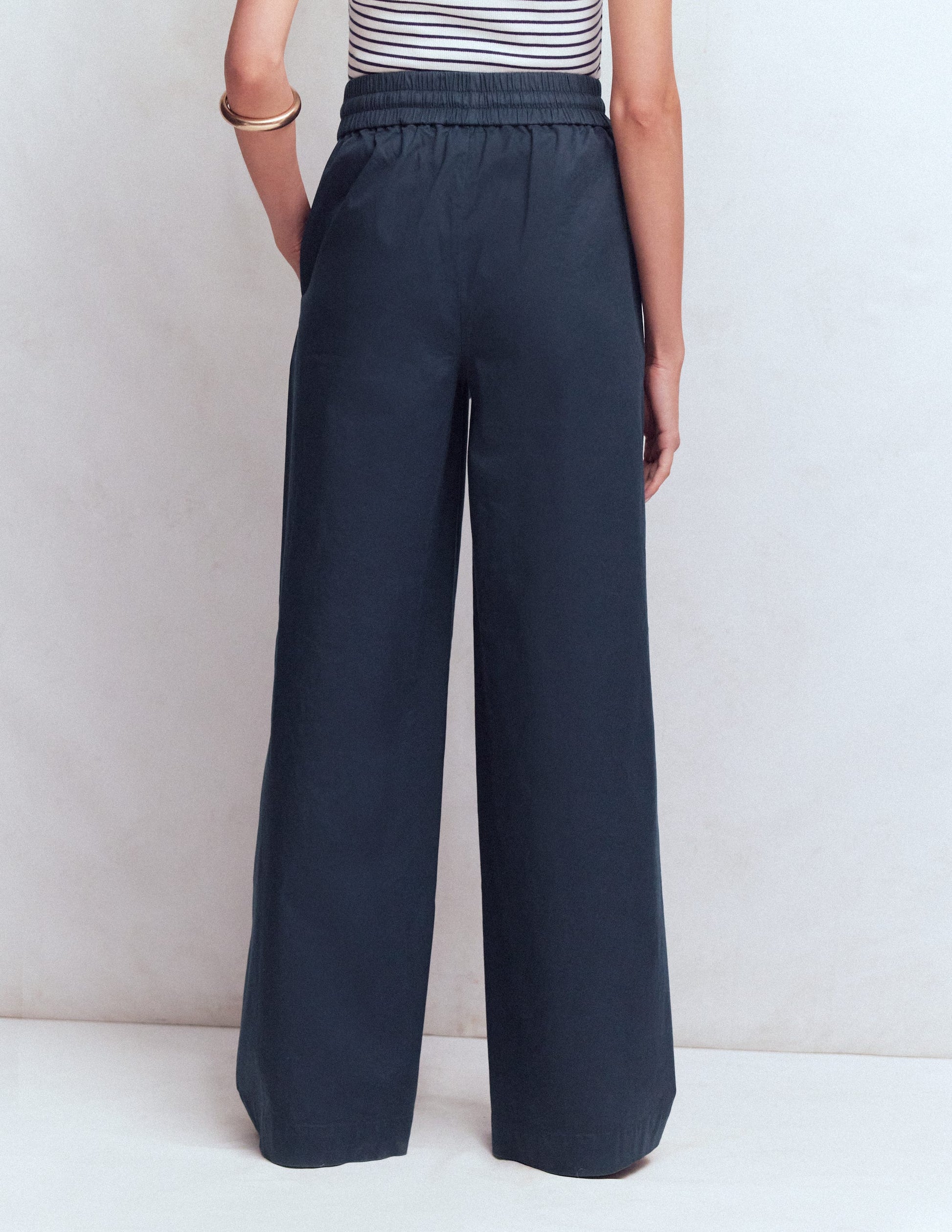 Greenwich Tie Waist Trousers-Navy-3