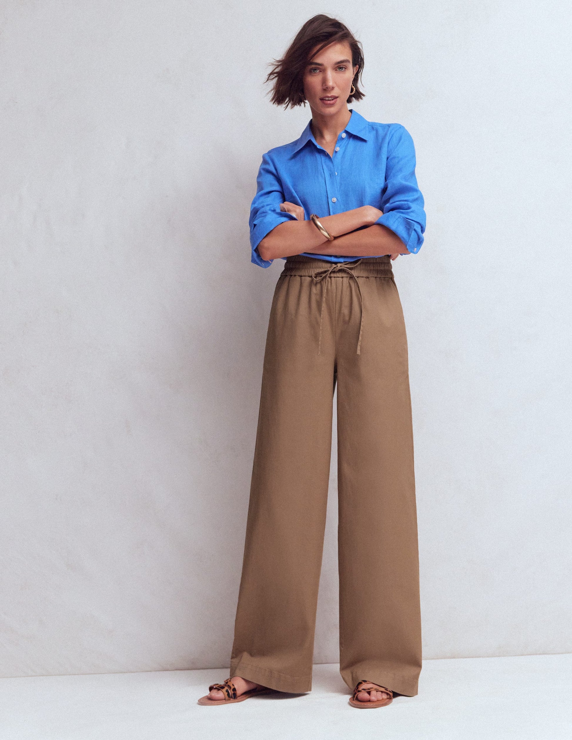 Greenwich Tie Waist Trousers-Cappuccino-1