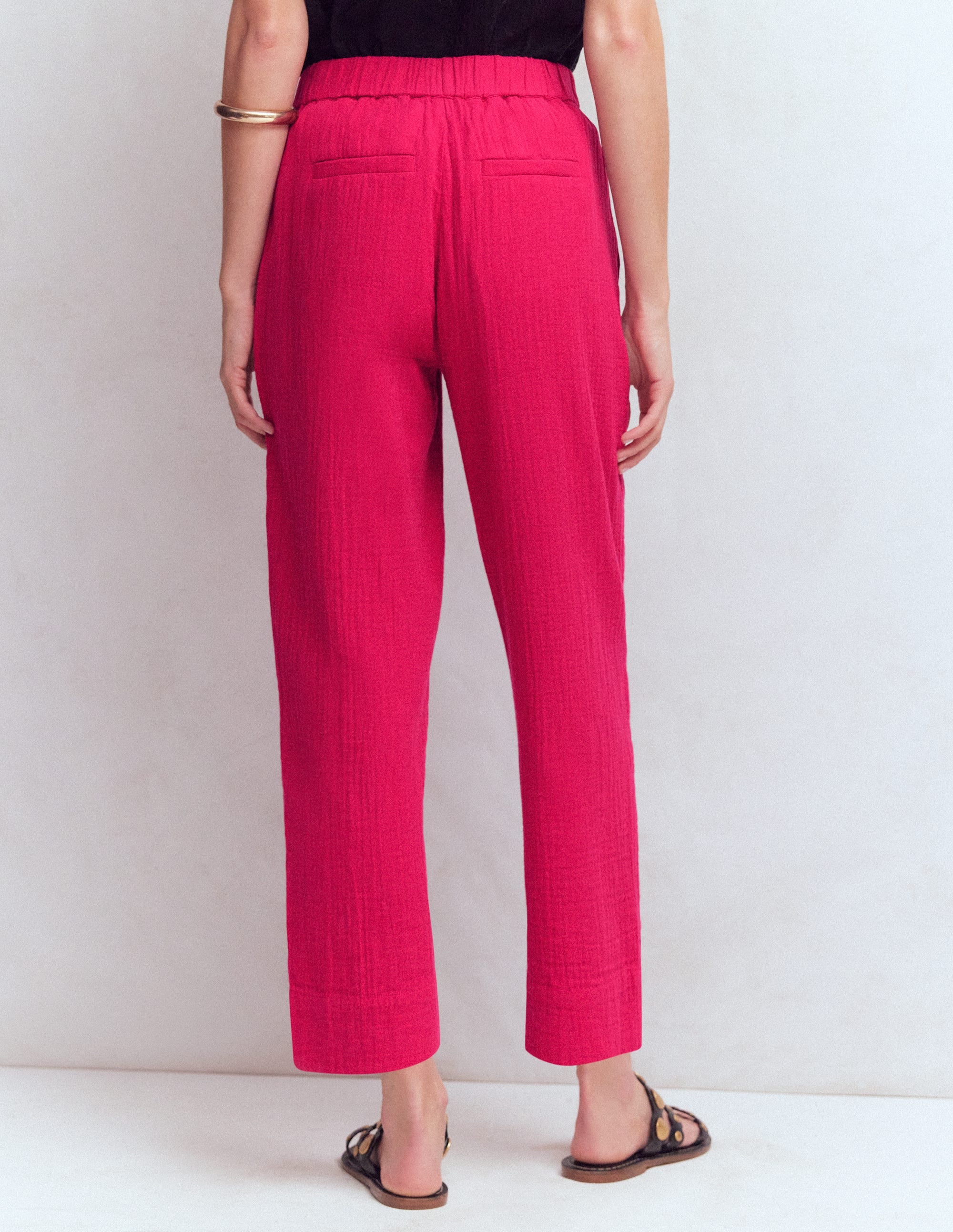 Double Cloth Crop Trousers-Pomegranate - Image 3