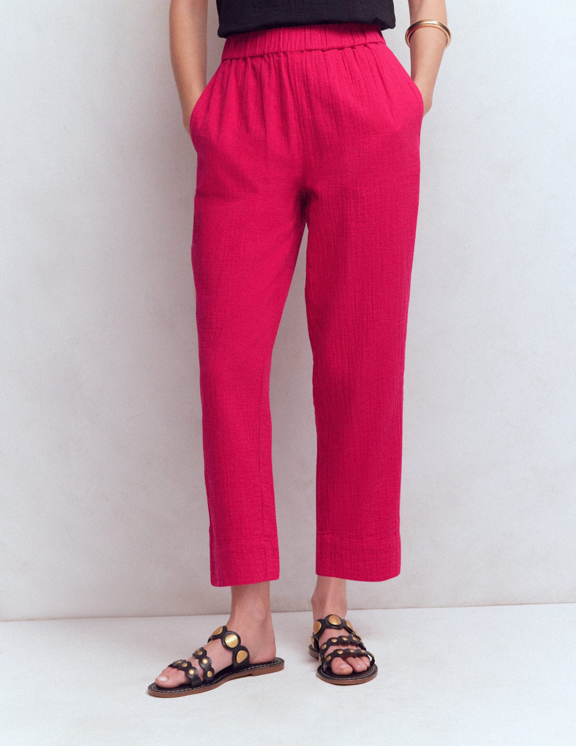 Double Cloth Crop Trousers-Pomegranate-4