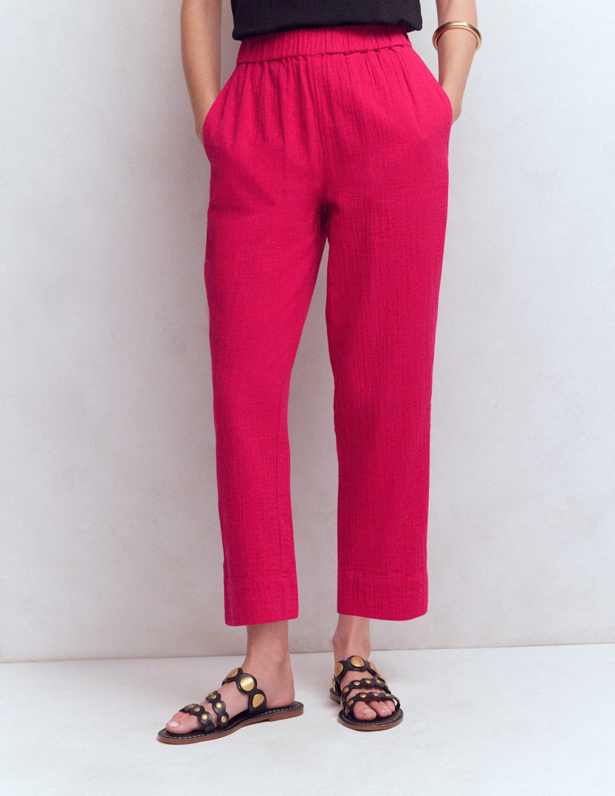 Double Cloth Crop Trousers-Pomegranate - Image 4