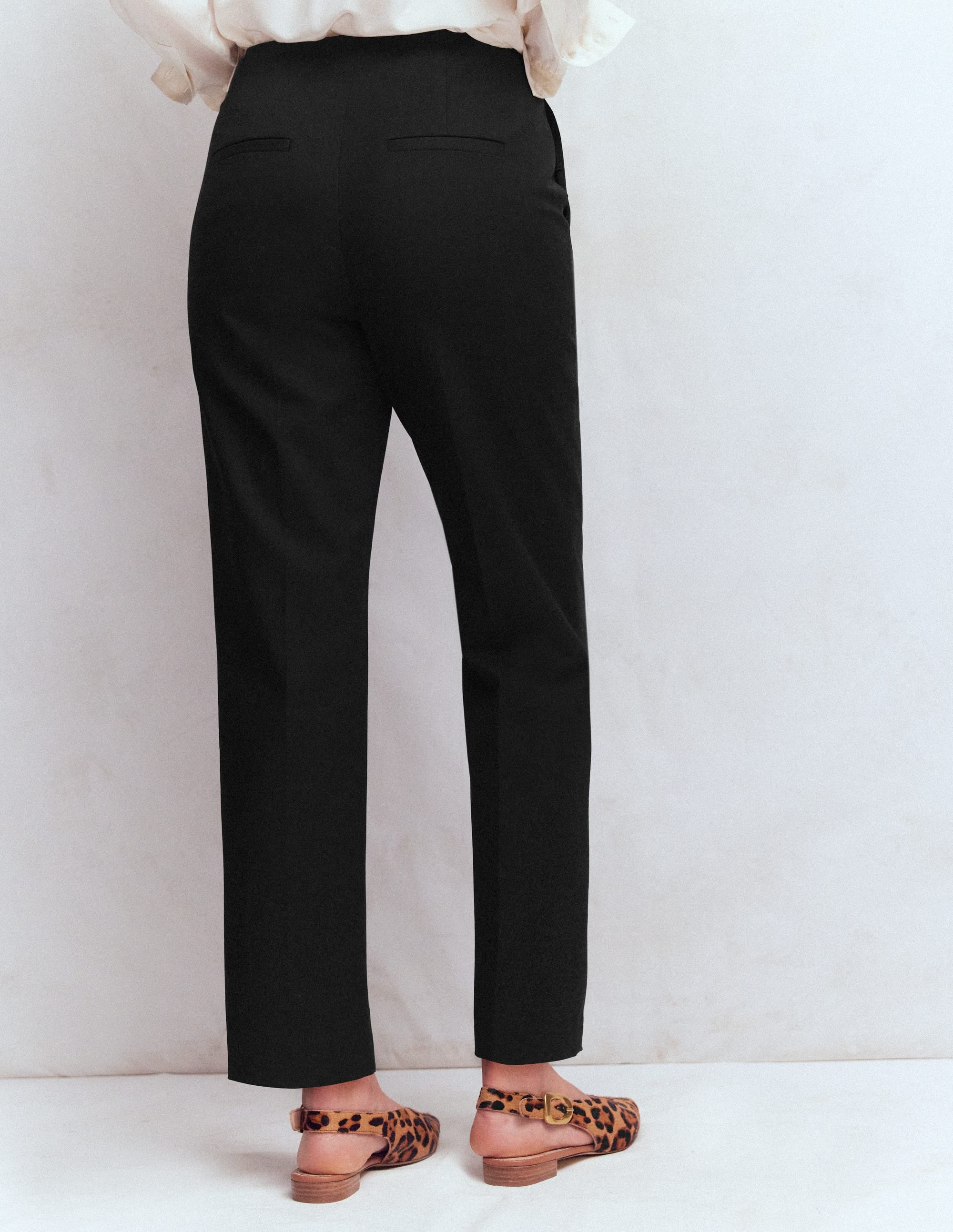 Slim Leg Cotton Trousers-Black - Image 4
