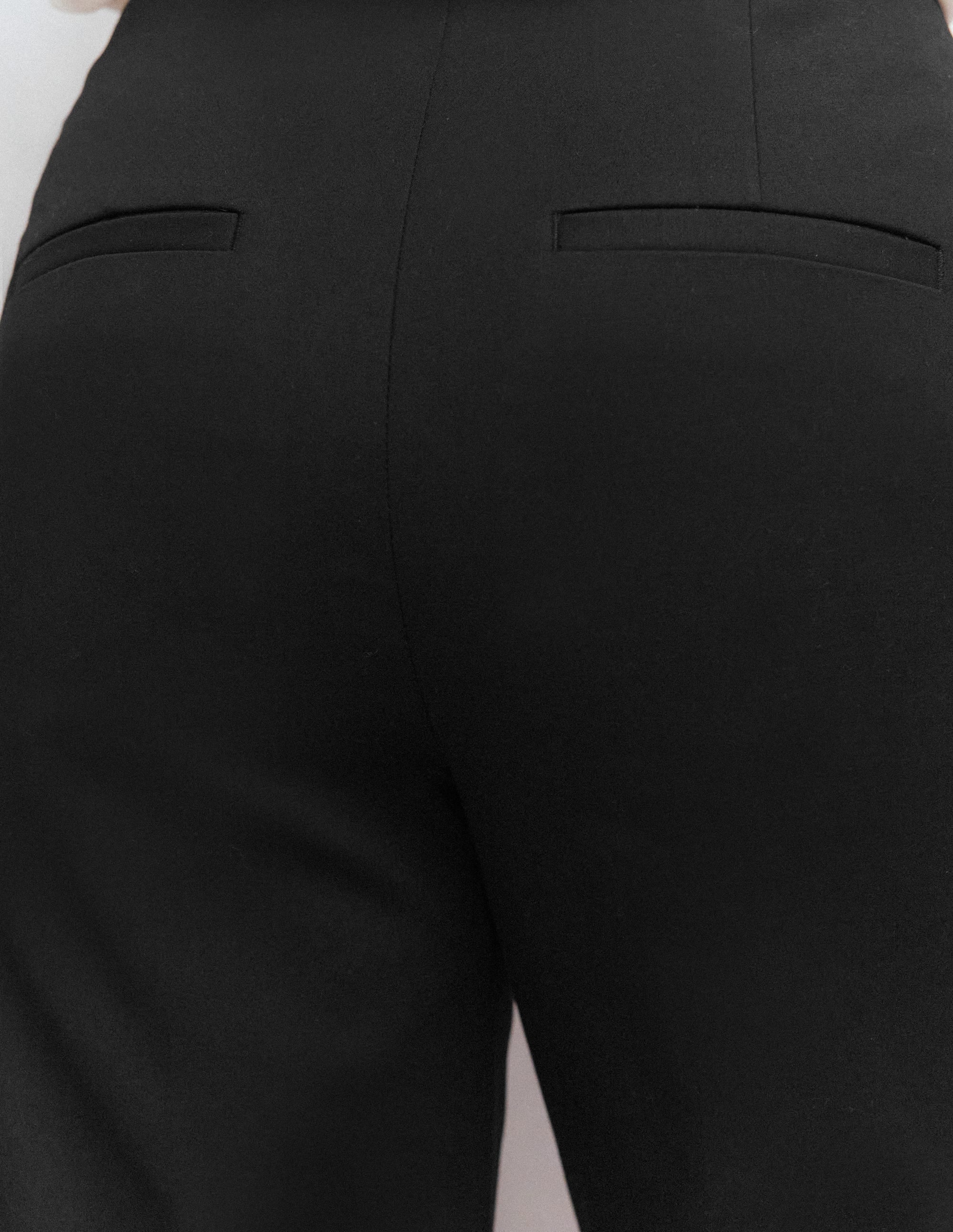 Slim Leg Cotton Trousers-Black - Image 5