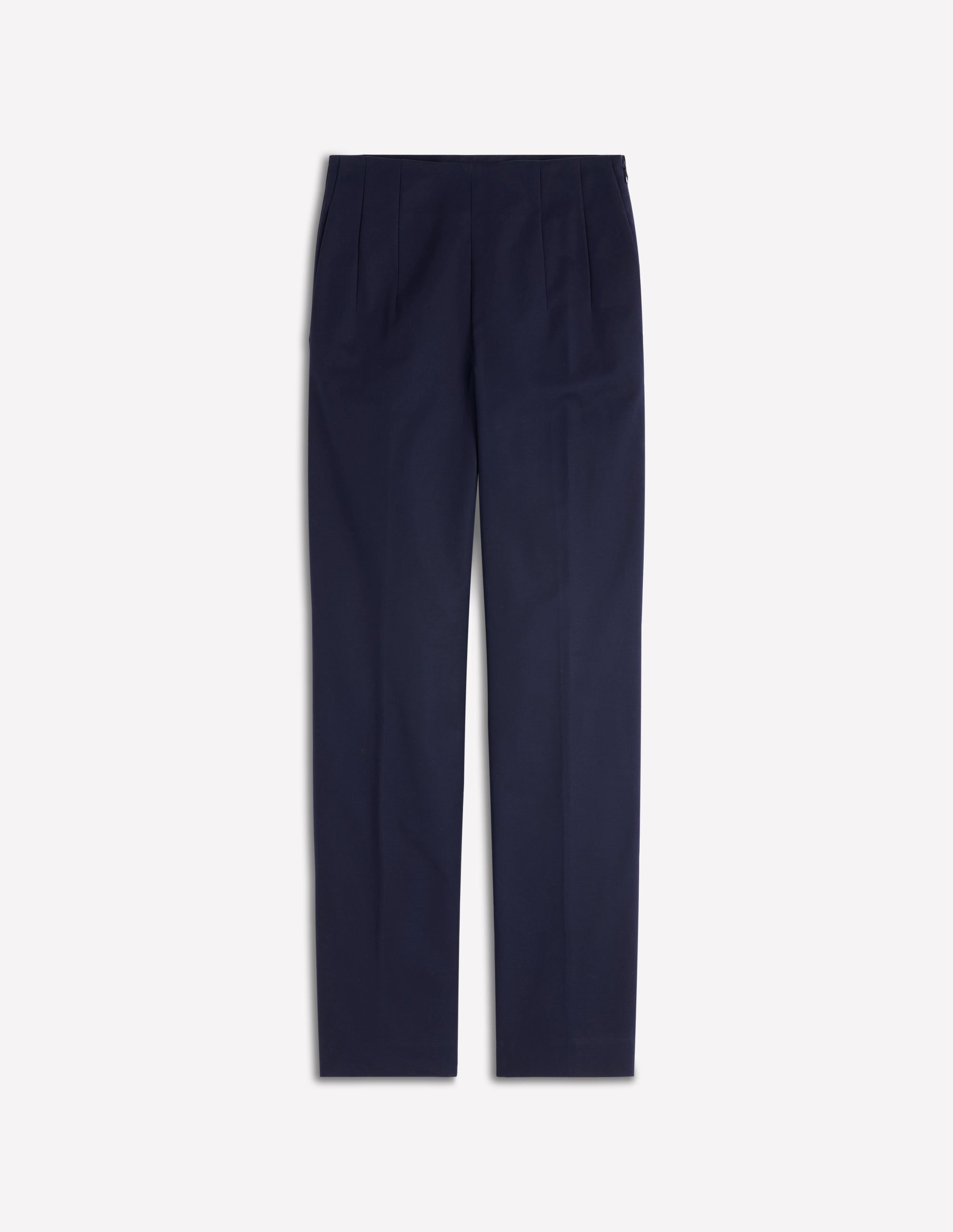 Slim Leg Cotton Trousers-Navy - Image 5