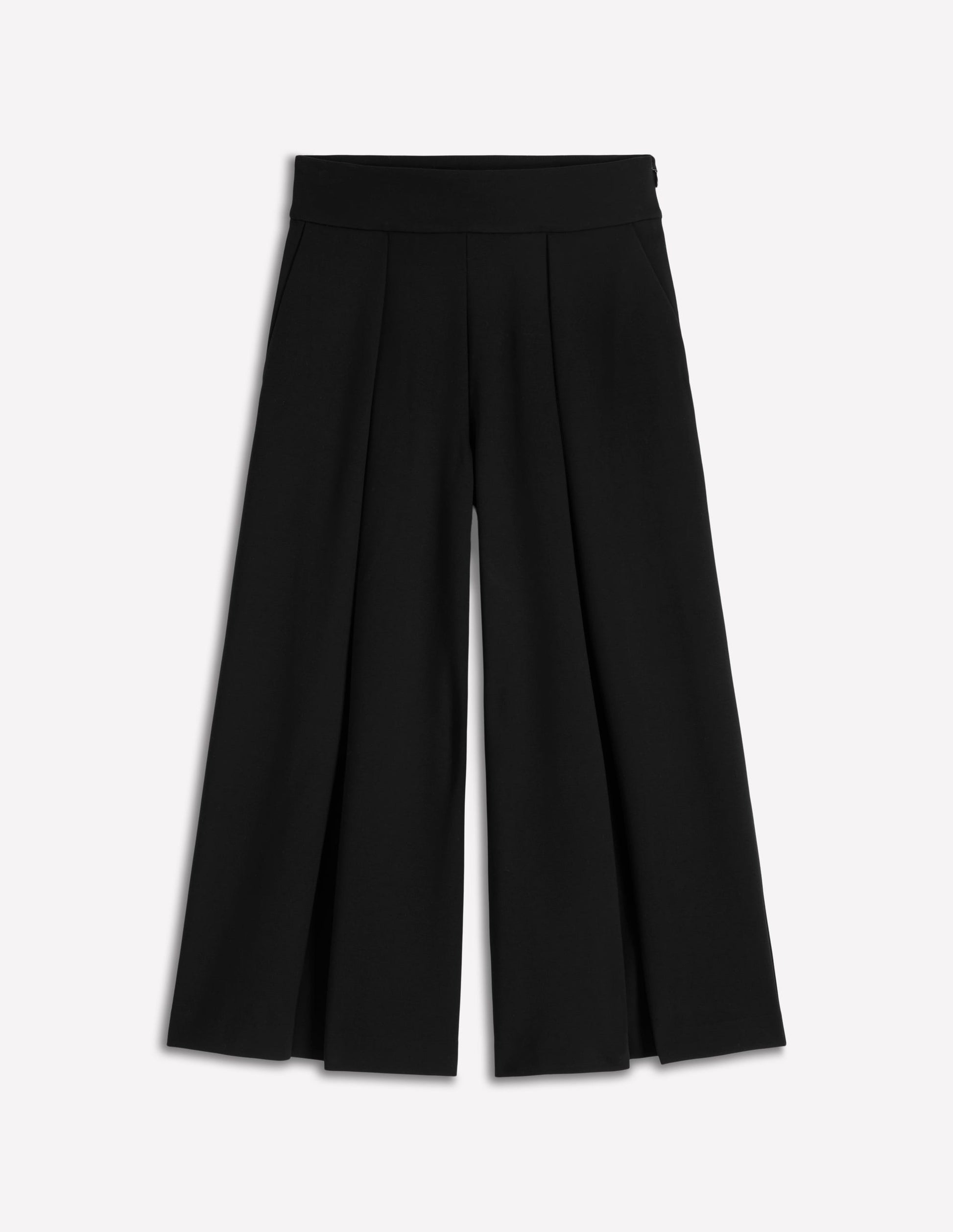 Single Pleat Ponte Culottes-Black-5