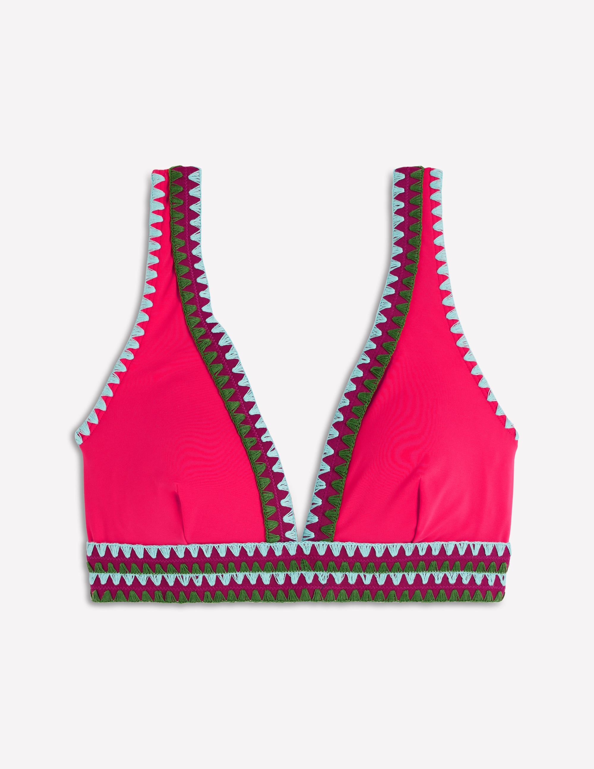 Porto V-neck Bikini Top-Rosy, Embroidery - Image 8