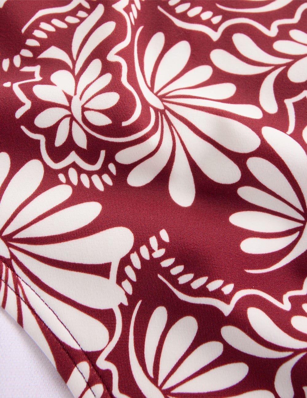 High Waisted Bikini Bottoms-Maroon, Botanical Charm-7