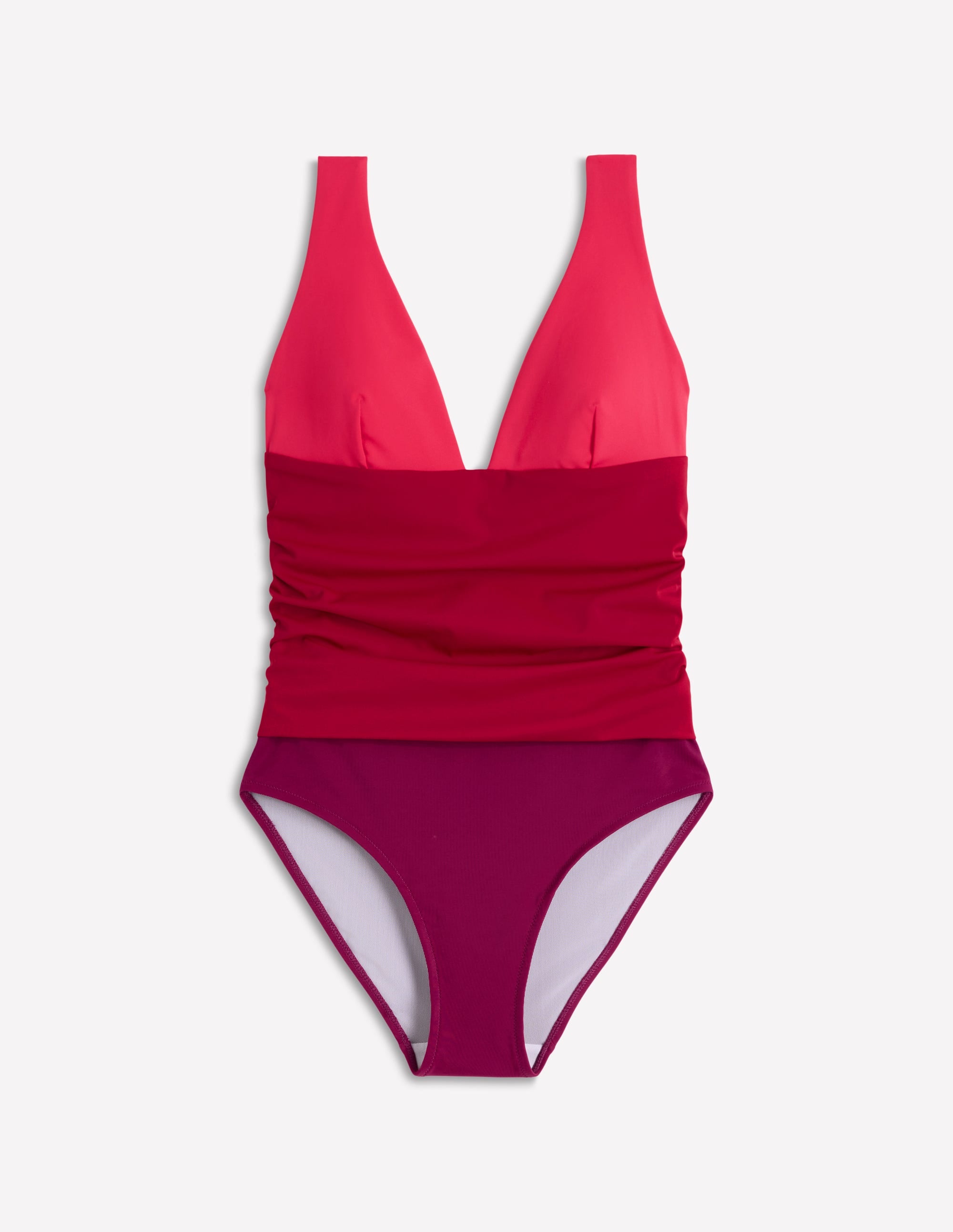 Mykonos Deep V Swimsuit-Red, Colour Block - Image 7