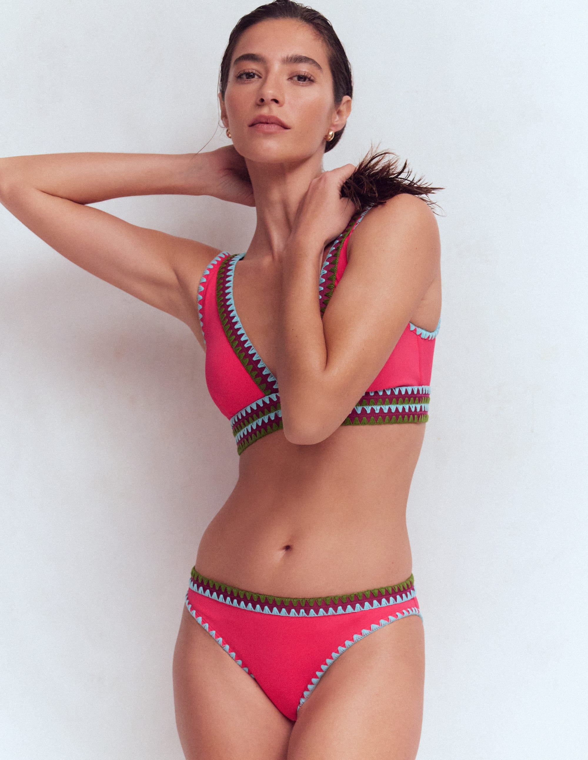 Porto Bikini Bottoms-Rosy, Embroidery - Image 1