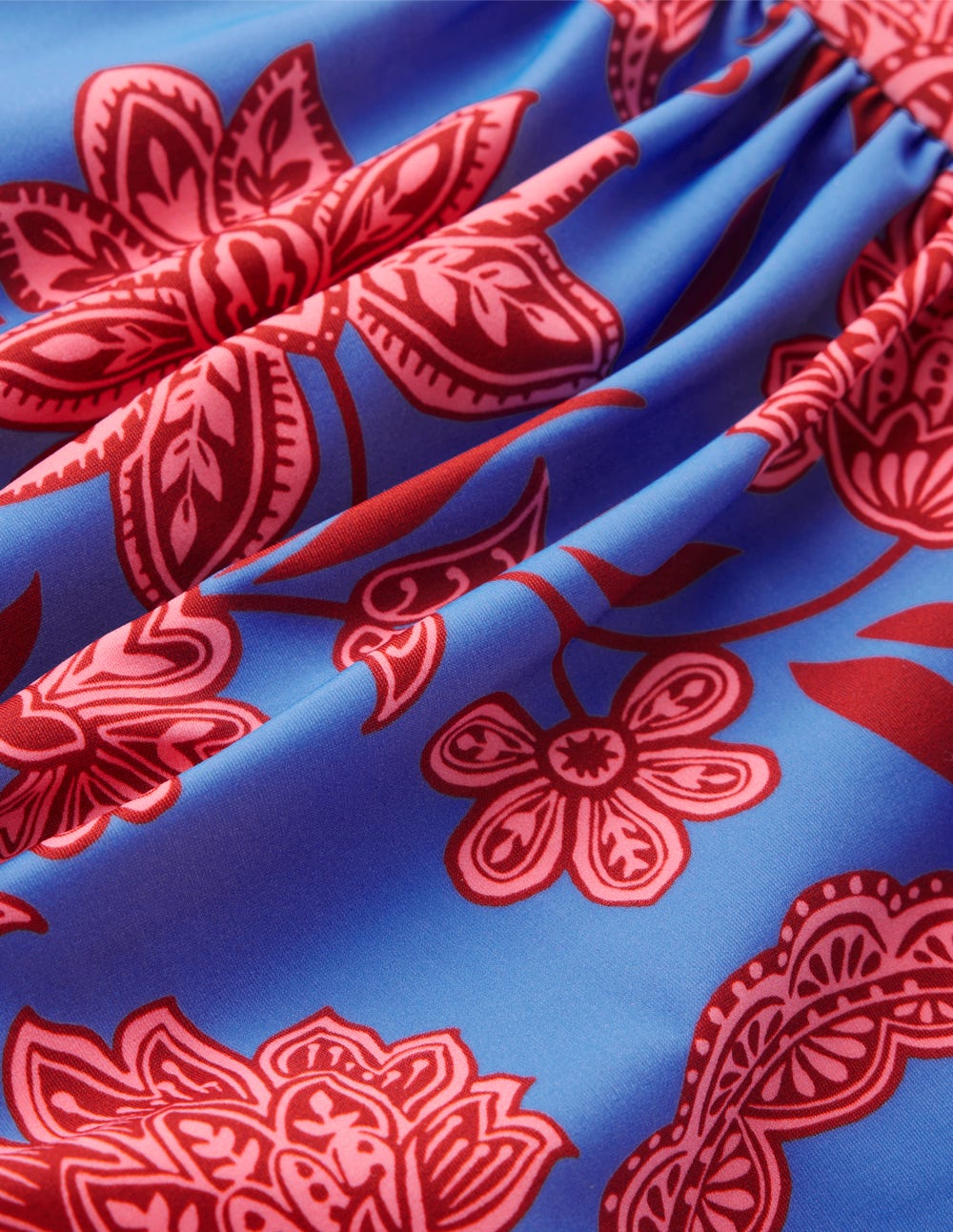 Kythira Ruched Bikini Bottoms-Blue, Elegant Blossom - Image 6