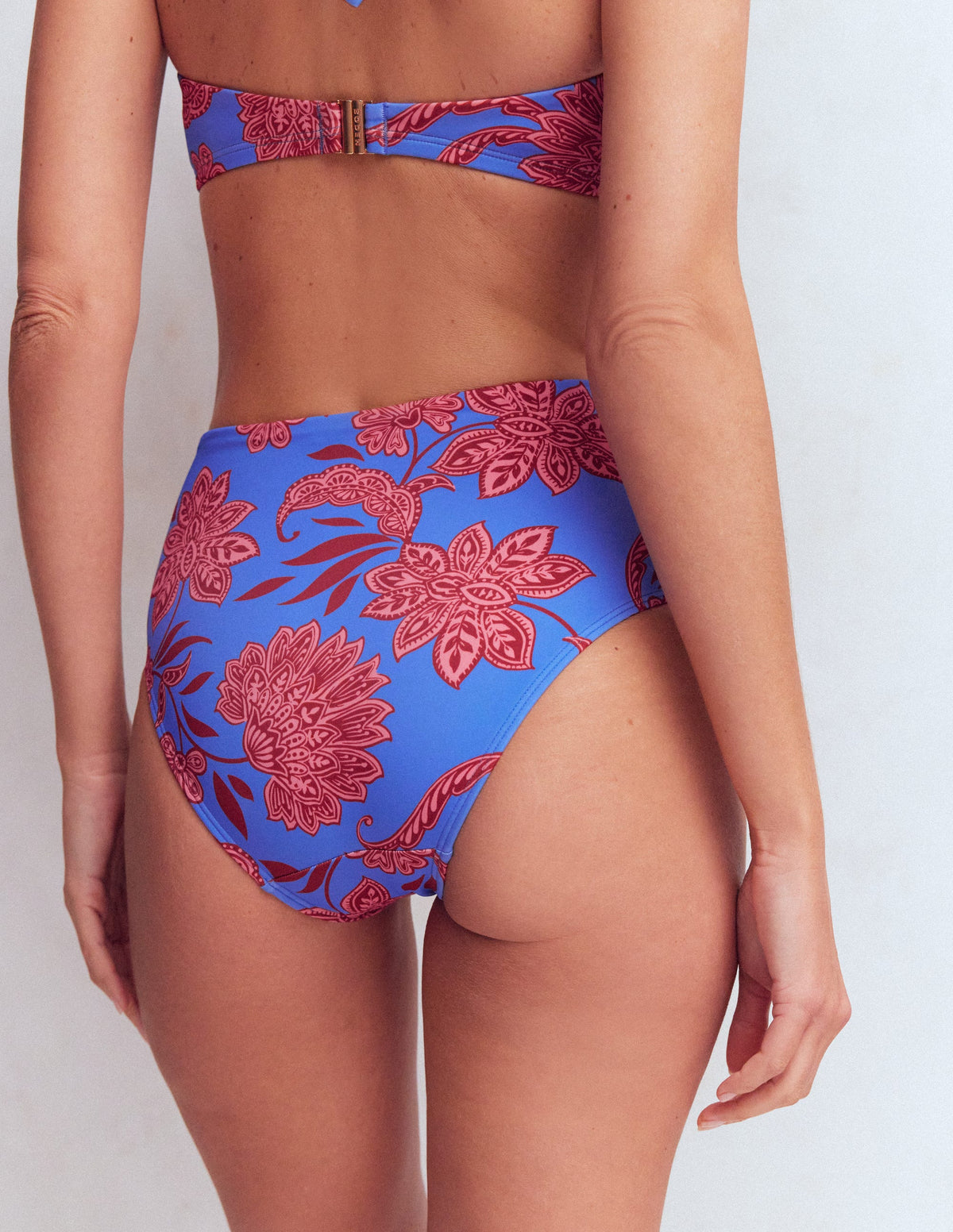 Kythira Ruched Bikini Bottoms-Blue, Elegant Blossom - Image 3