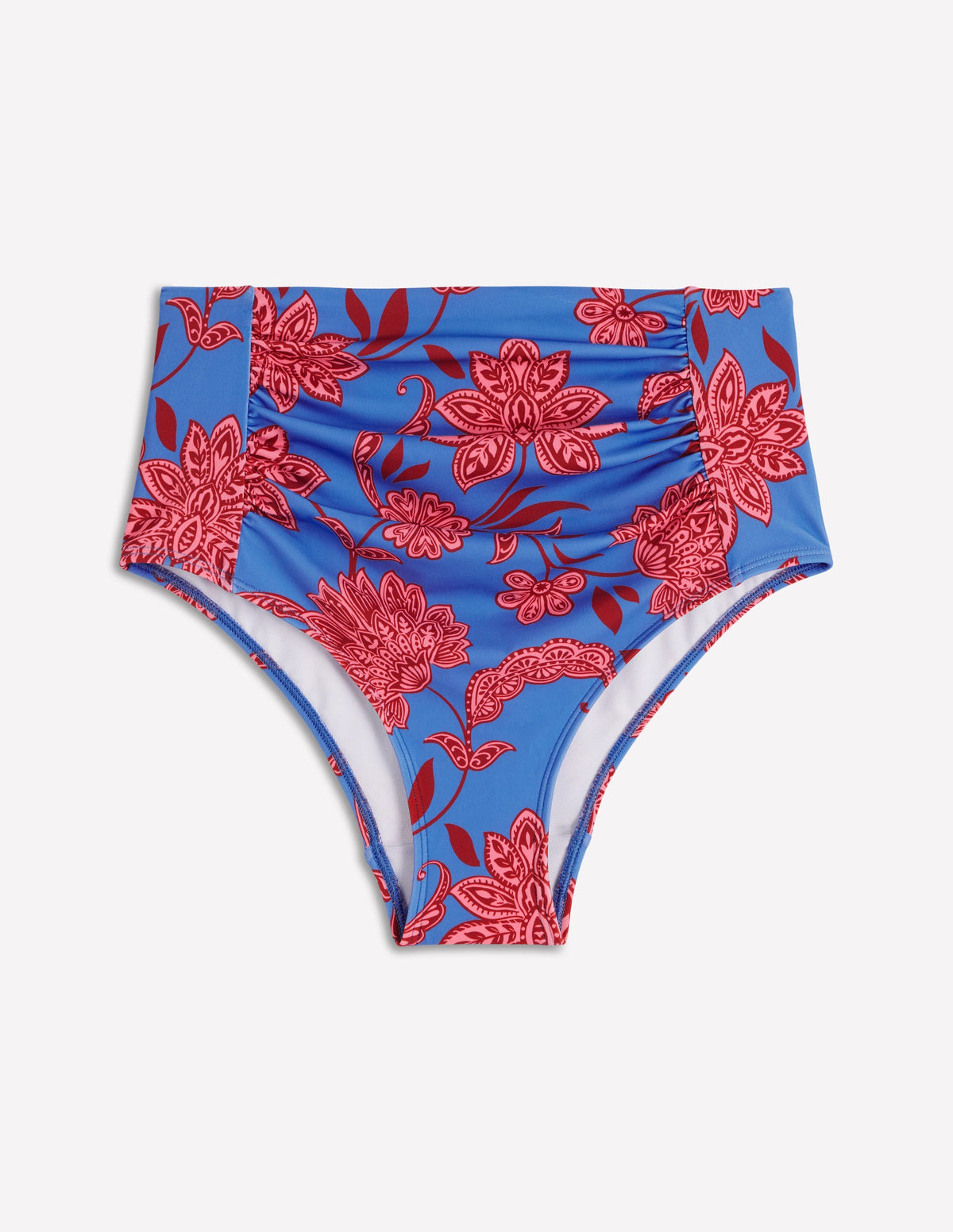 Kythira Ruched Bikini Bottoms-Blue, Elegant Blossom - Image 5