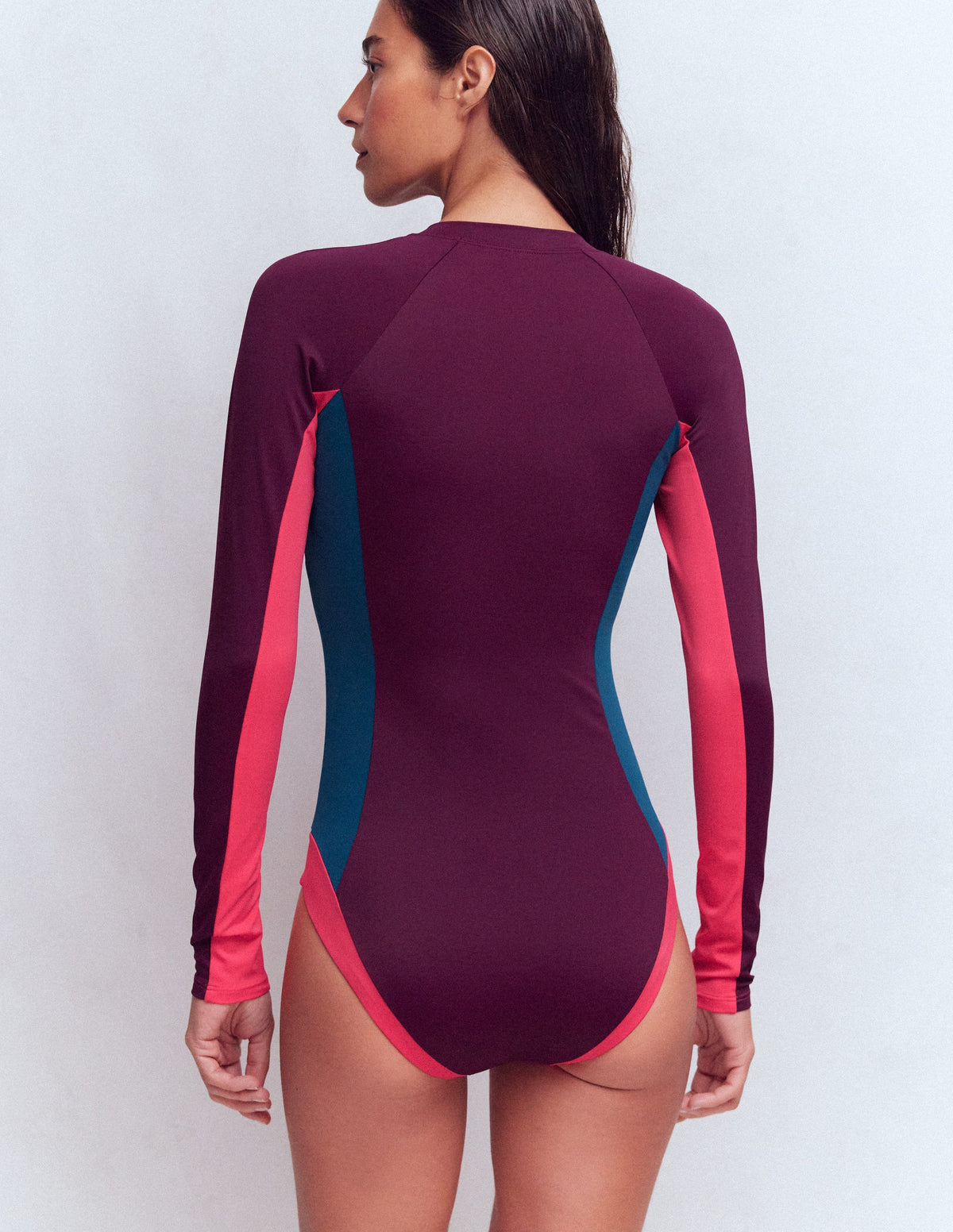 Rash Guard Swimsuit-Purple. Colourblock - Image 3