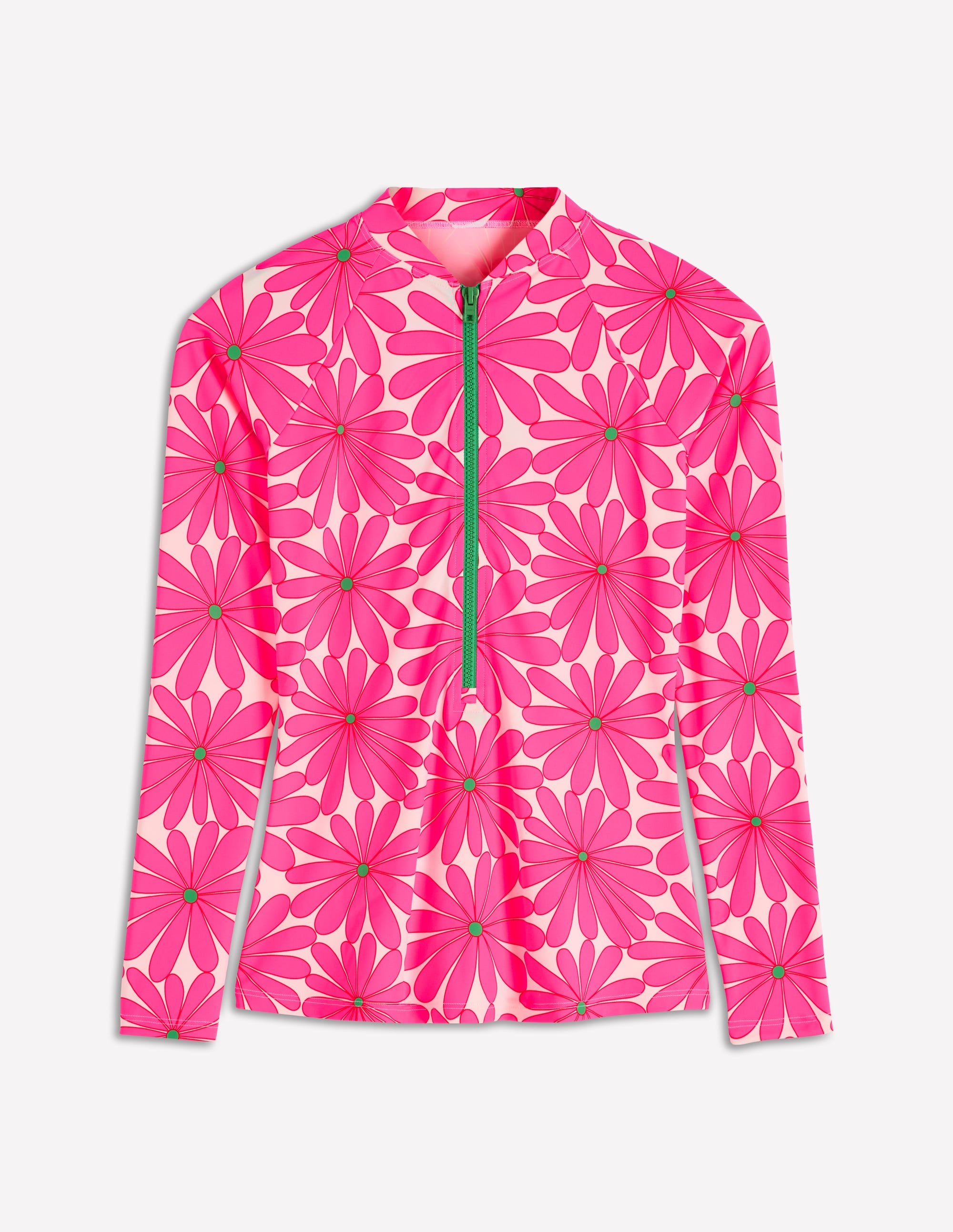 Long Sleeve Rash Guard Top-Sangria Sunset, Daisy Blossom - Image 5
