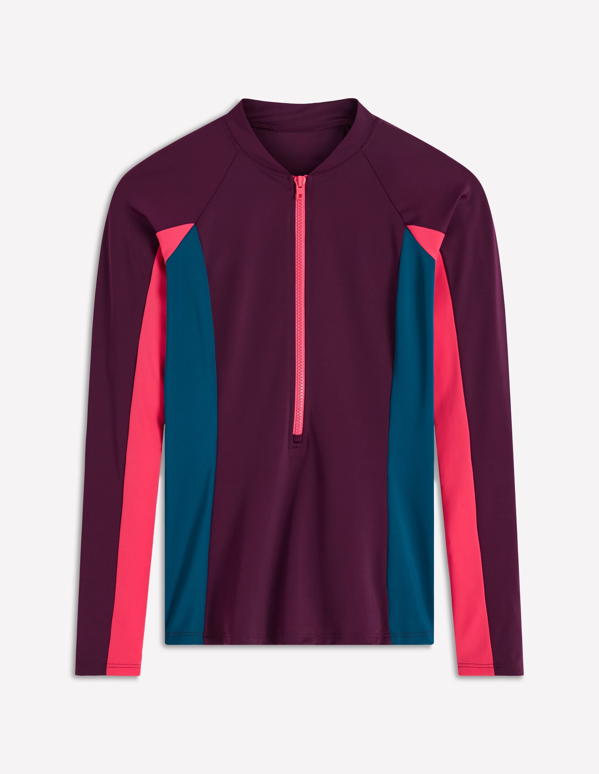 Long Sleeve Rash Guard Top-Purple, Colourblock - Image 5