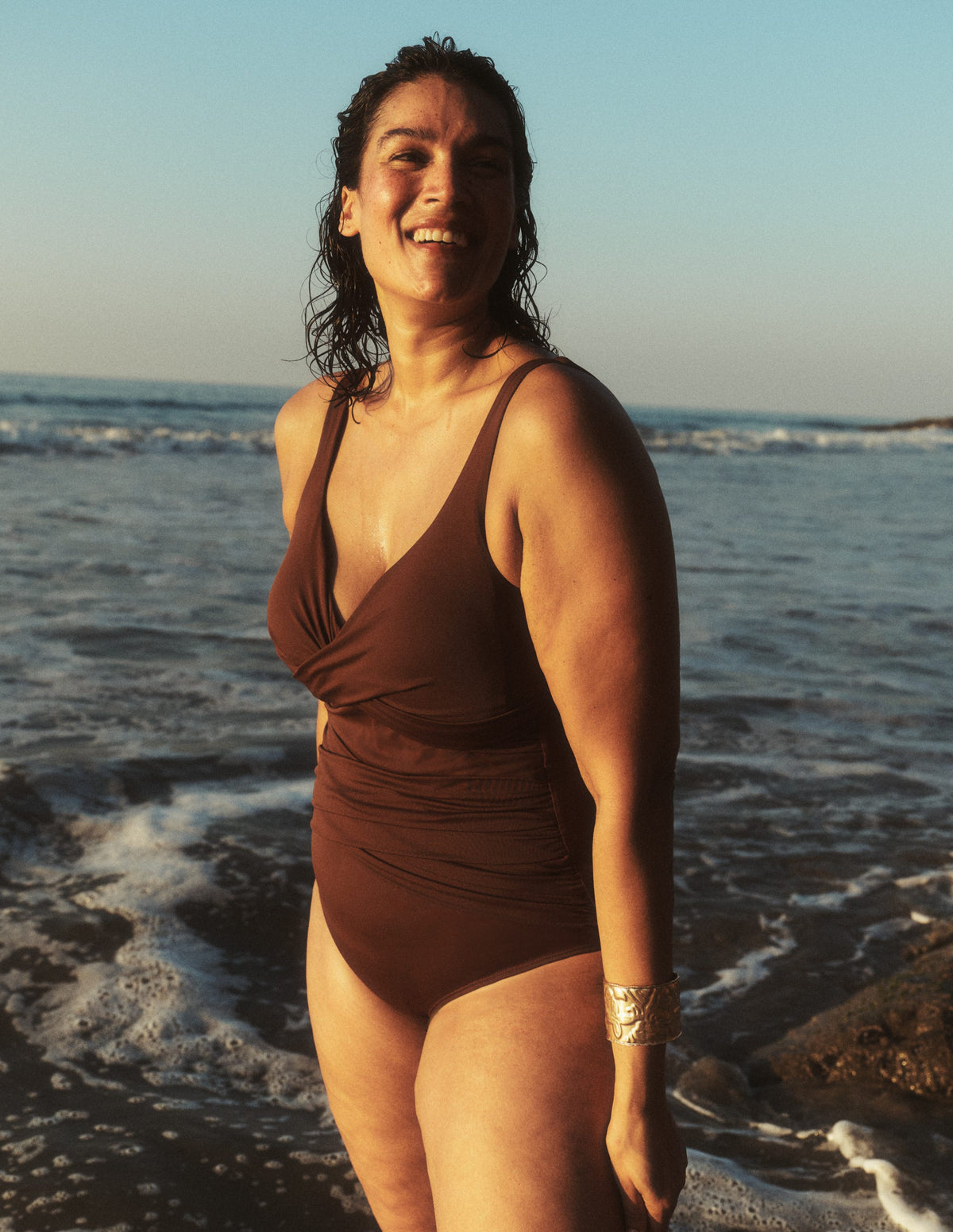 Cannes Cross Wrap Swimsuit-Bitter Chocolate - Image 6